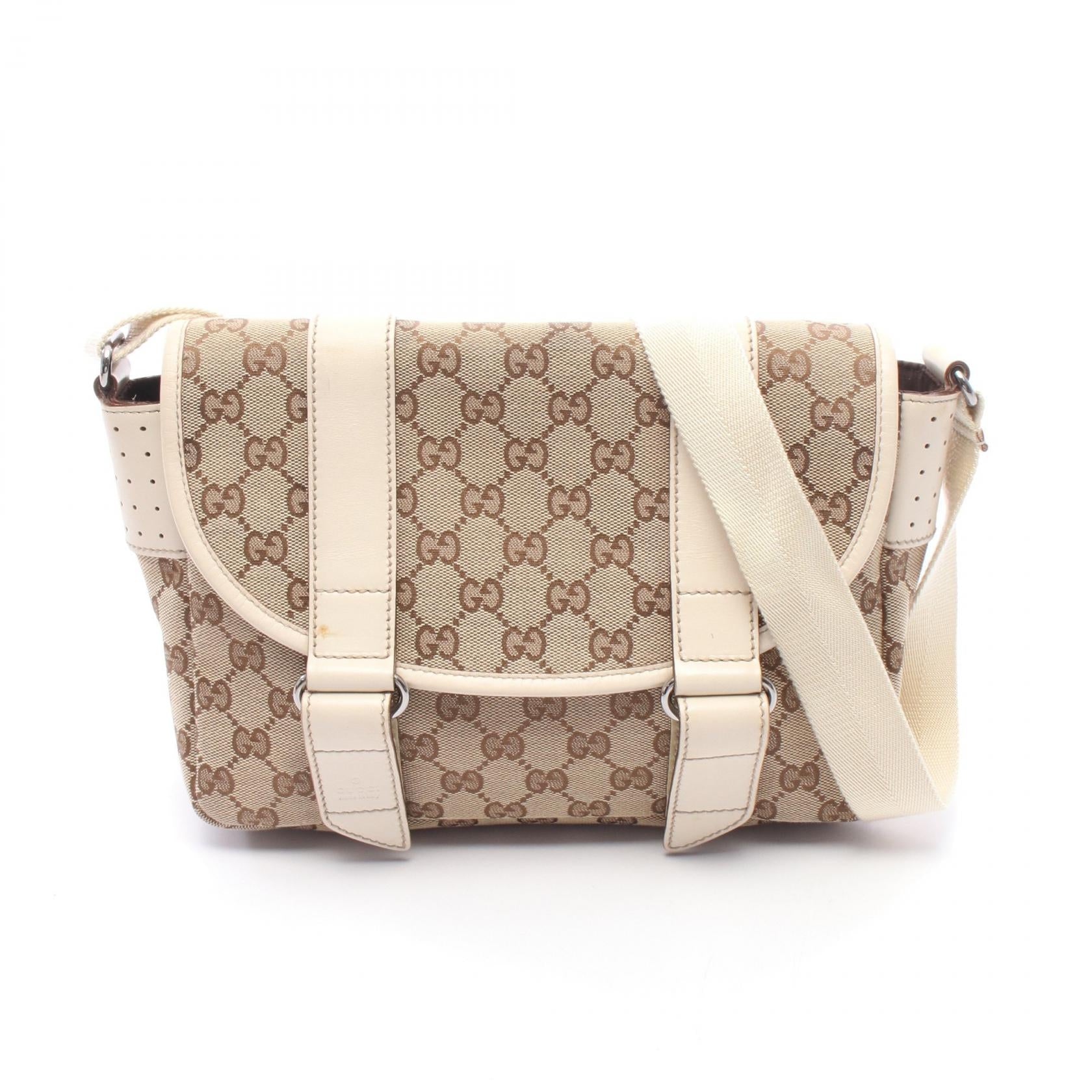GUCCI GG Canvas Leather Shoulder Bag