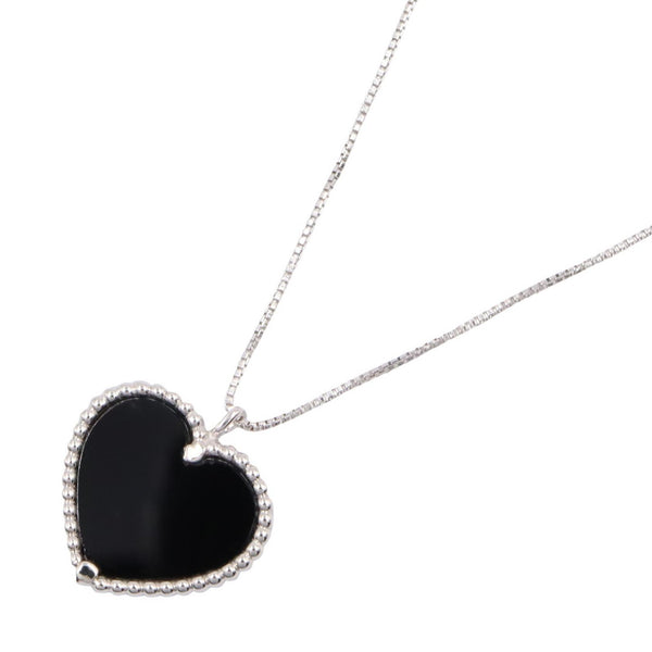 Au750 White Gold Onyx Heart Necklace