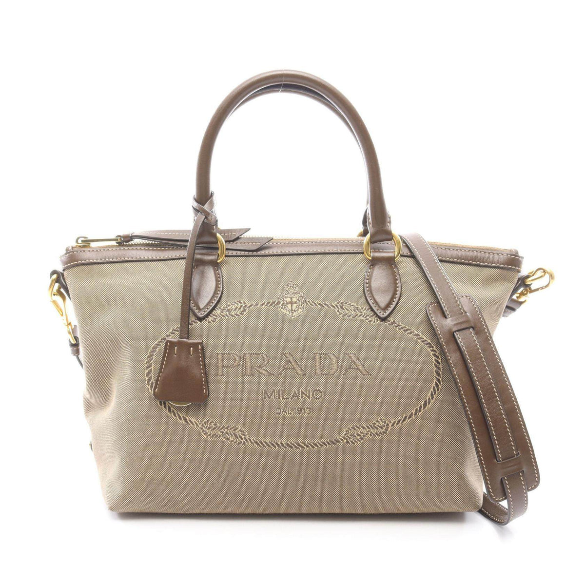 Prada Logo Jacquard 2way Handbag