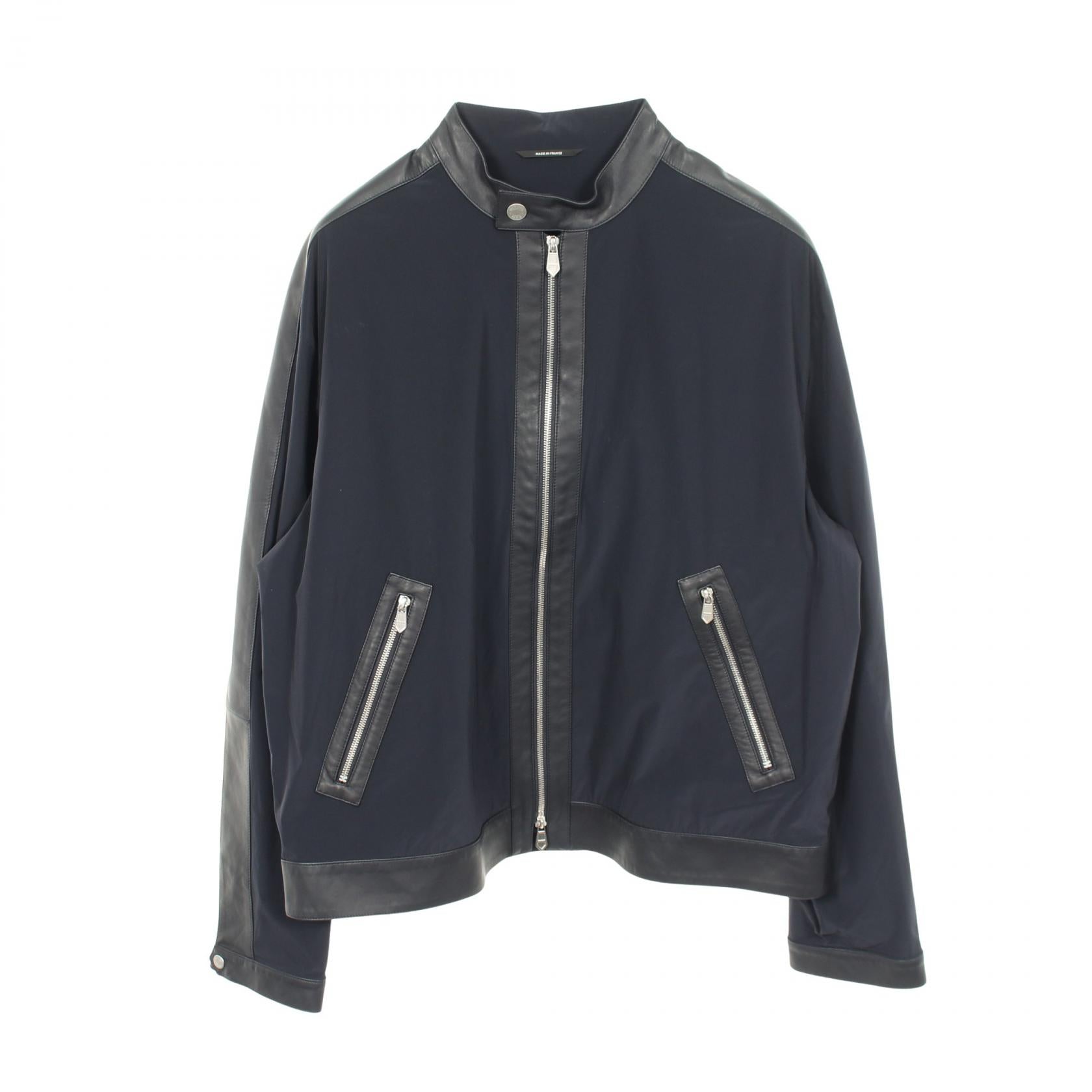 Hermes Serie Bouton Zip Jacket Lambskin Nylon Outerwear