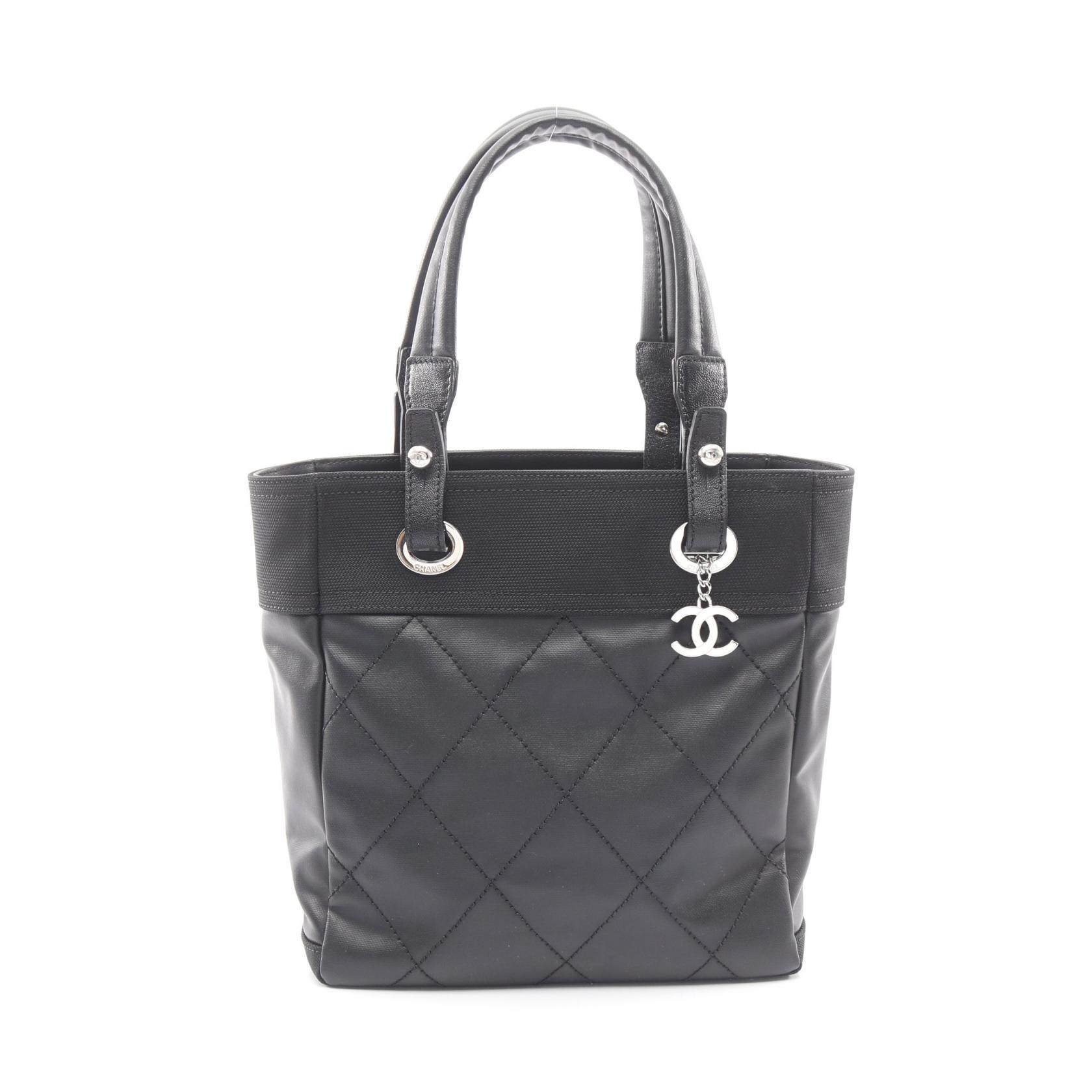CHANEL Paris Biarritz PVC Coated Canvas Leather Tote Bag
