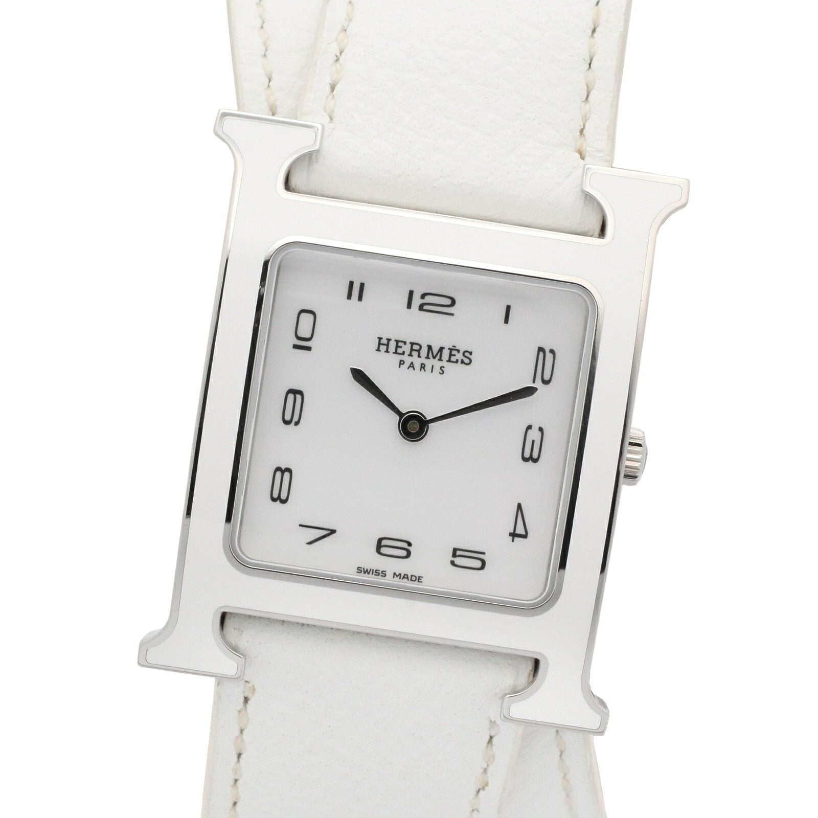 Hermes H Watch Stainless Steel Leather Watch