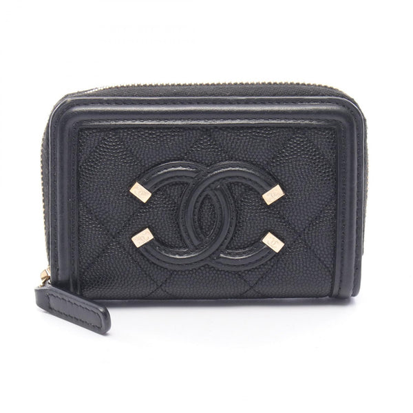 CHANEL CC Filigree Caviar Skin Coin Case