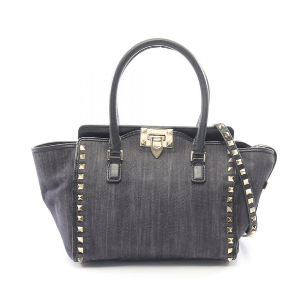 Valentino Garavani Rockstud Denim Leather 2way Handbag