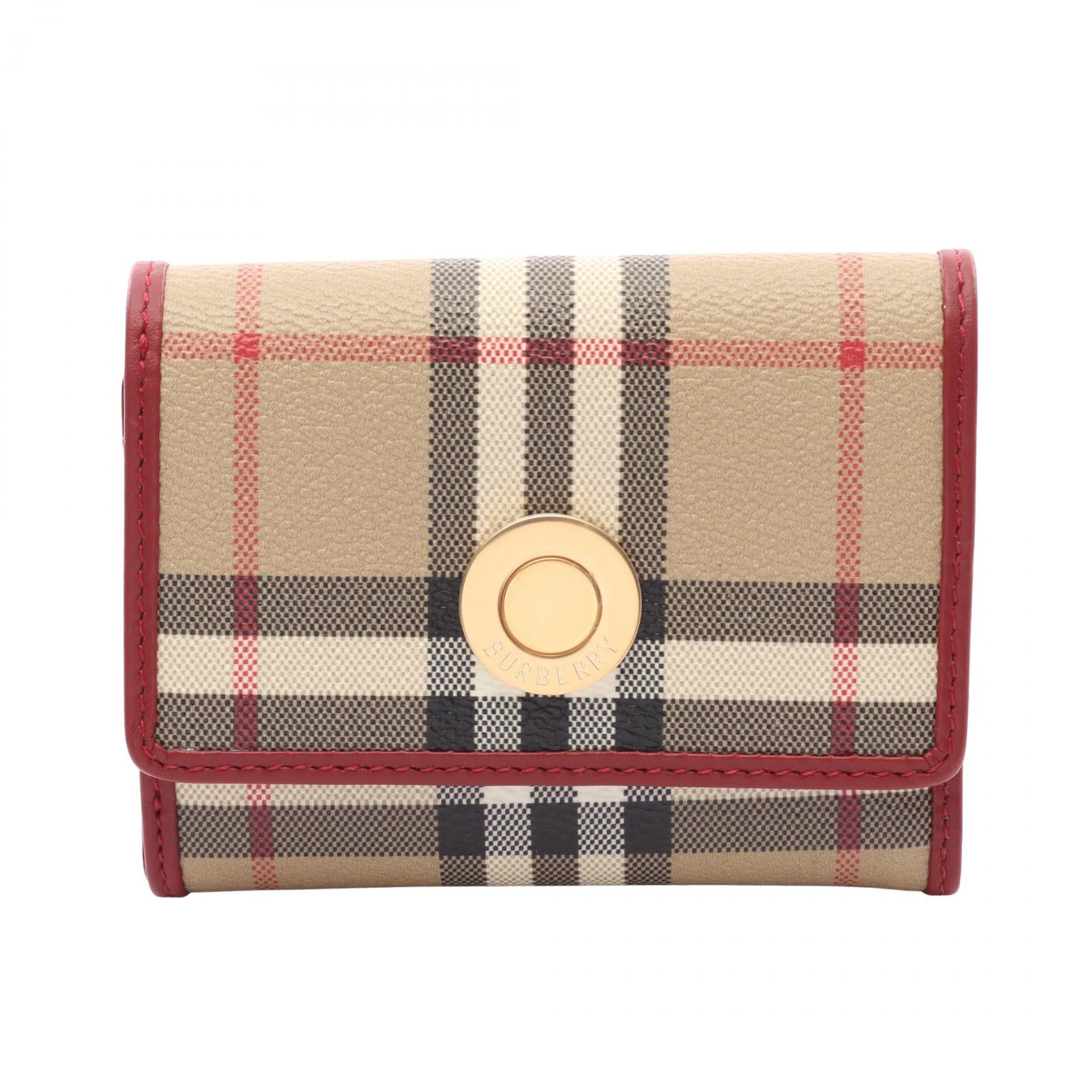 Burberry Nova Check Leather PVC Trifold Wallet