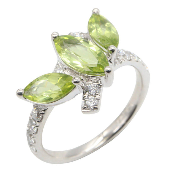 JEWELRY Au750 White Gold Peridot Diamond Ring