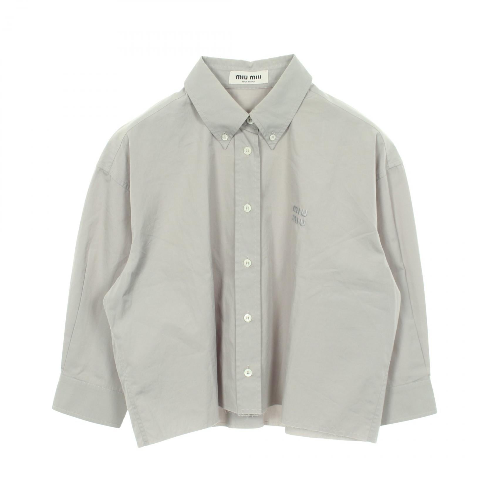 Miu Miu Logo Embroidered Cotton Shirt