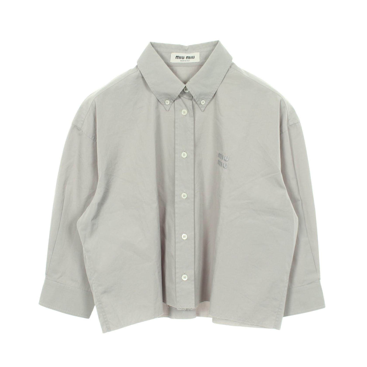 Miu Miu Logo Embroidered Cotton Shirt