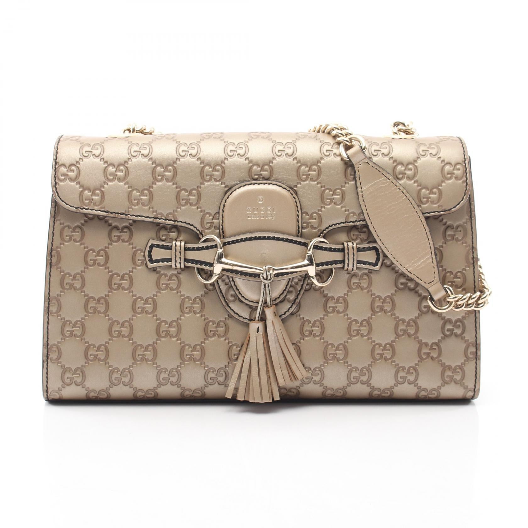 Gucci Emily Horsebit Gucci Signature Leather Shoulder Bag