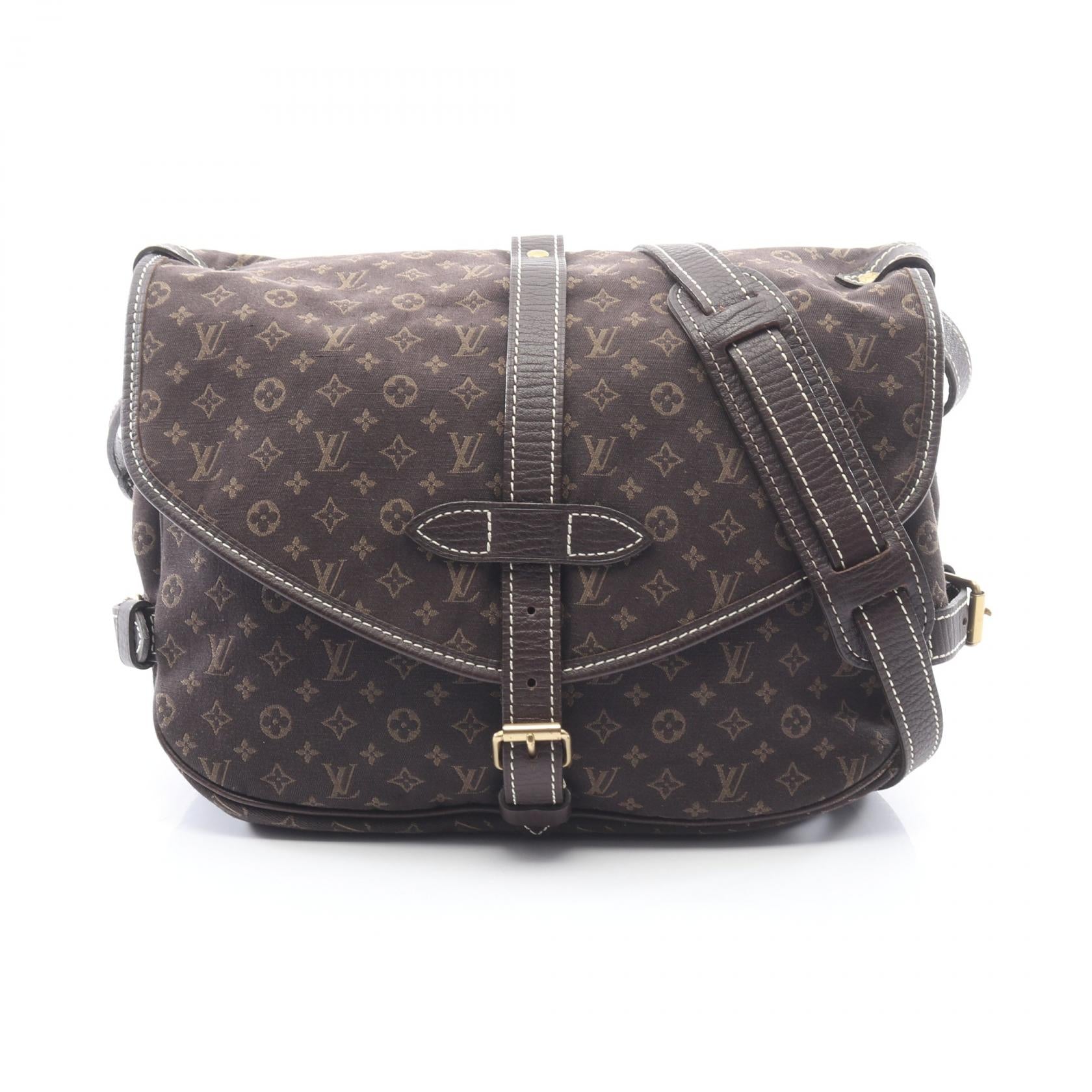 Louis Vuitton Saumur Monogram Mini Lin Canvas Leather Shoulder Bag