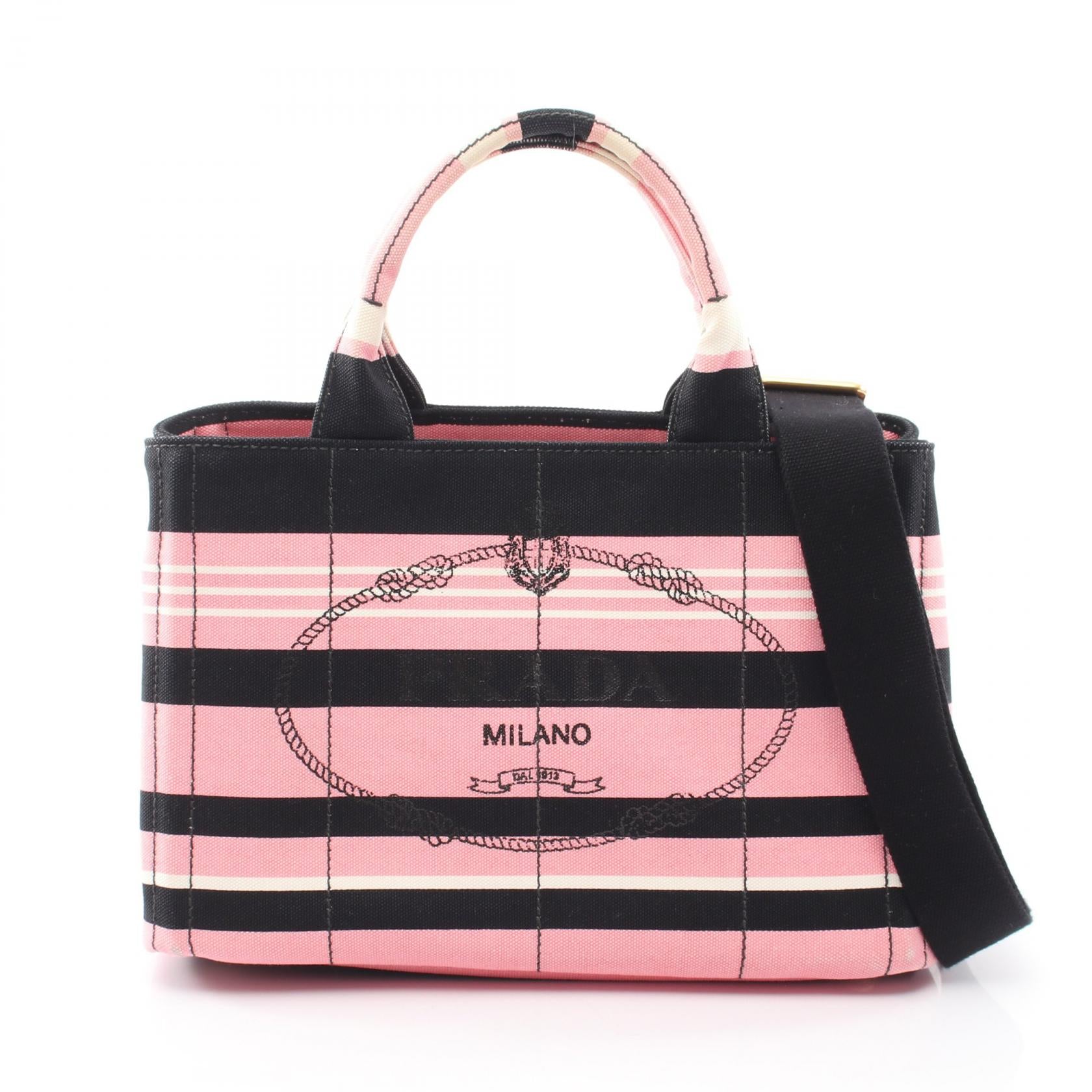 Prada CANAPA RIGHE Canvas Tote Bag