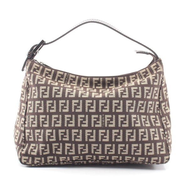 Fendi Zucchino Canvas Leather Handbag