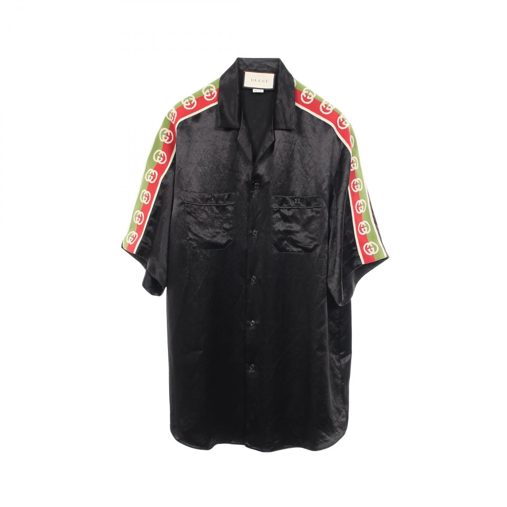 Gucci Logo Tape Acetate Short Sleeve Top