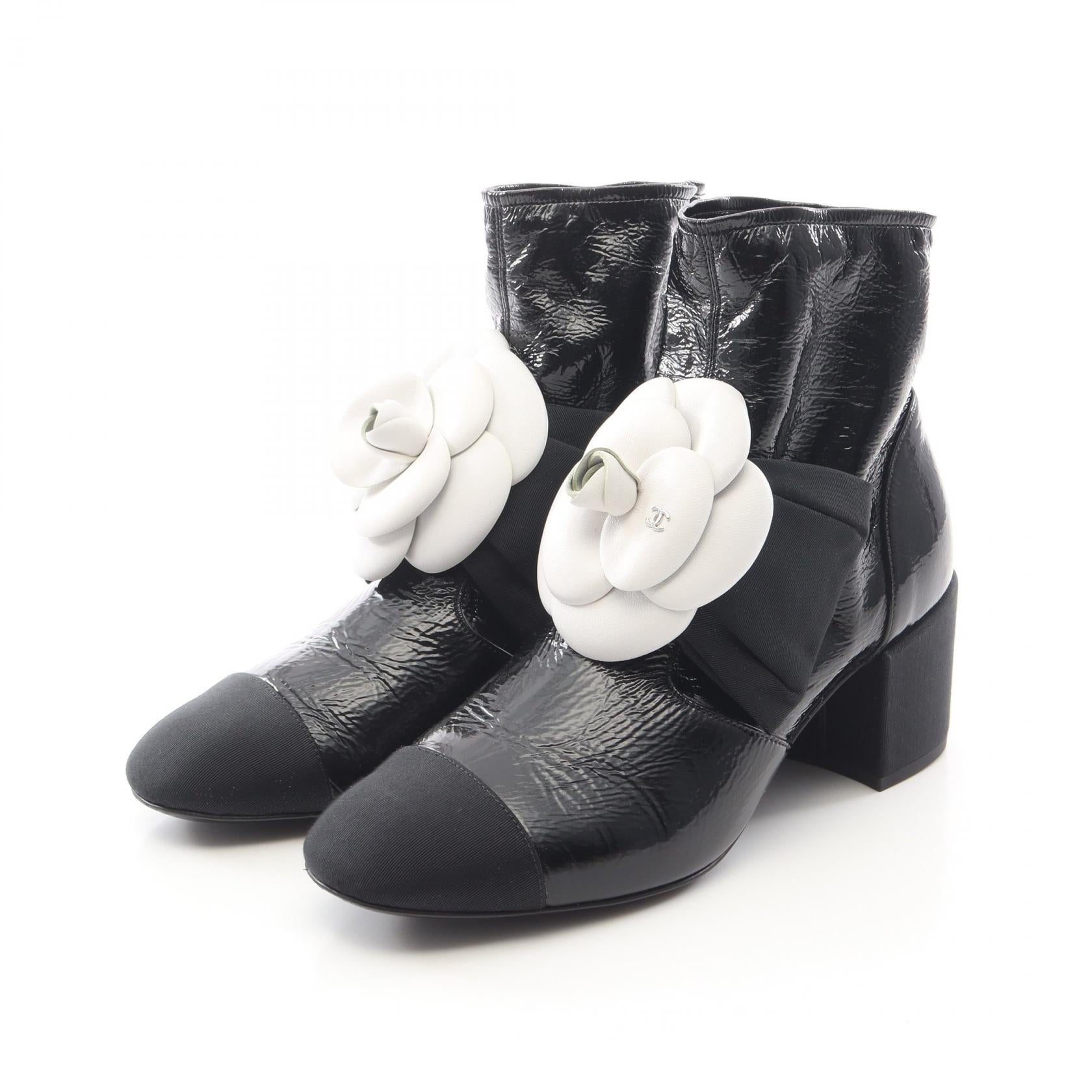 Chanel Camellia Coco Mark Leather Boots
