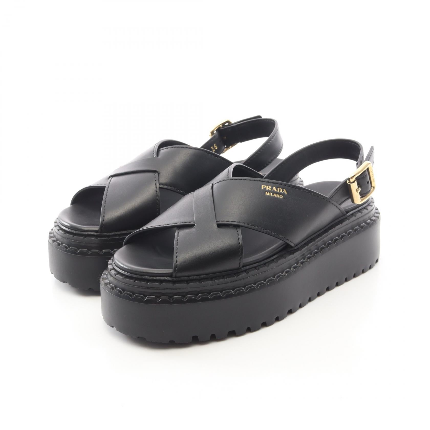 Prada Cristal Cross Leather Sandals