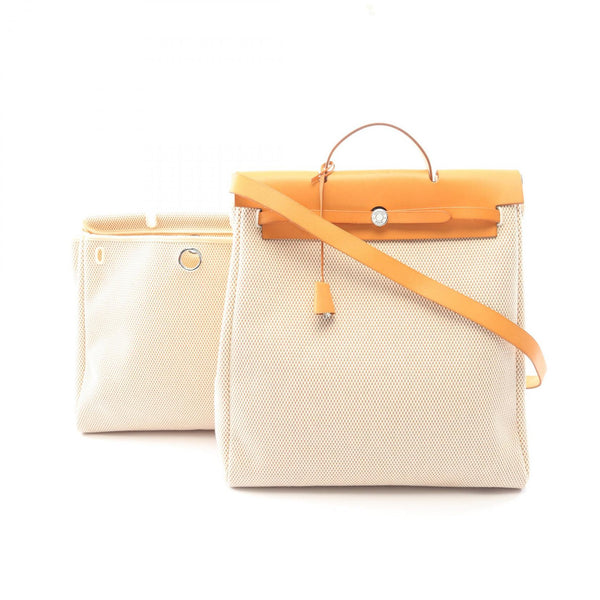Hermes Herbag MM Toile H Vache Hunter 2way Handbag