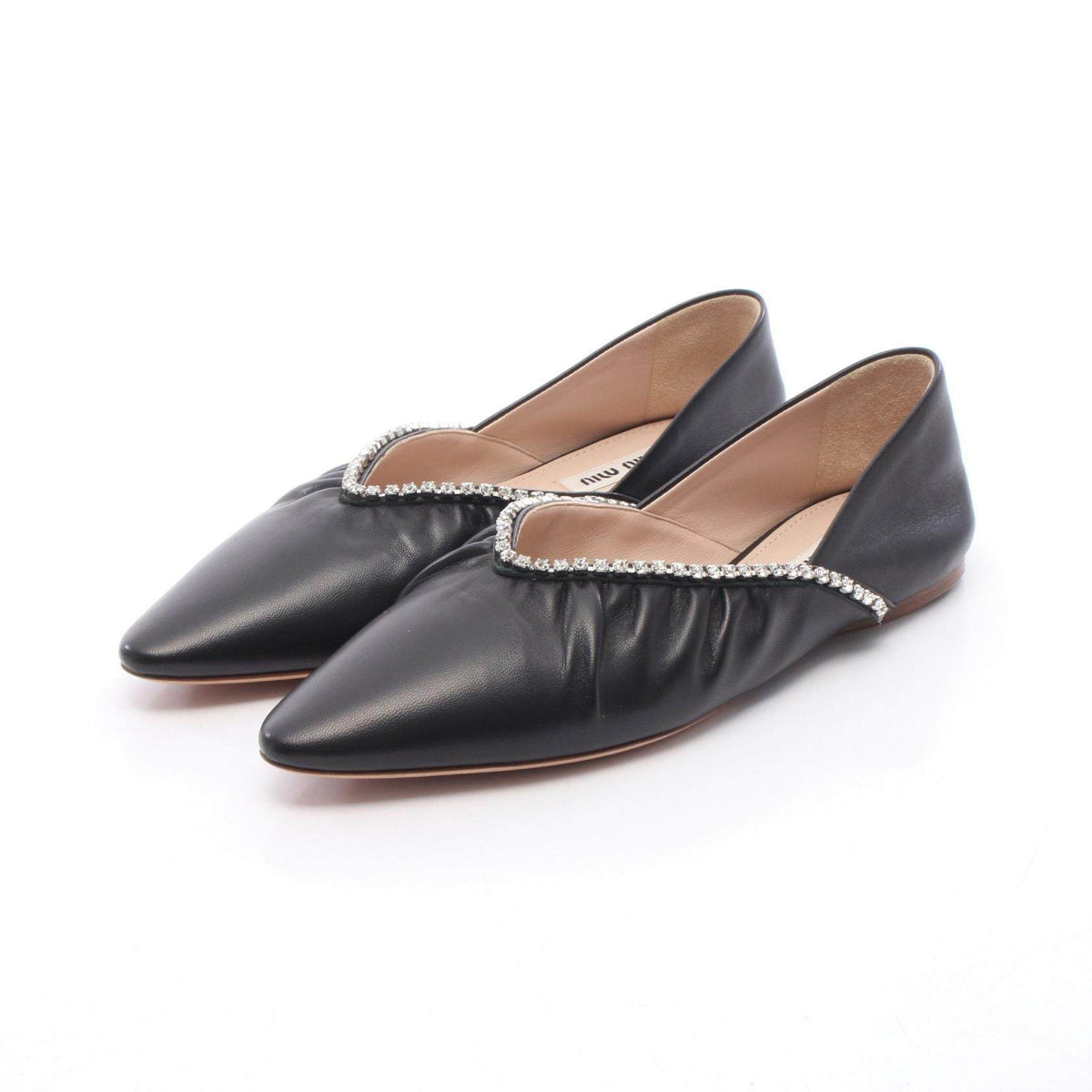 Miu Miu Rhinestone Pointed Toe Flats