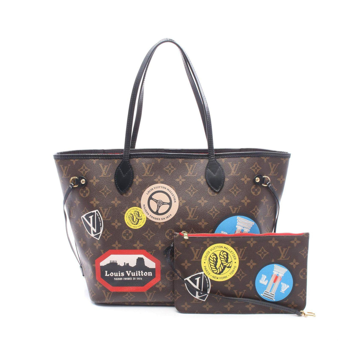 Louis Vuitton Neverfull MM Monogram PVC Coated Canvas Leather Tote Bag