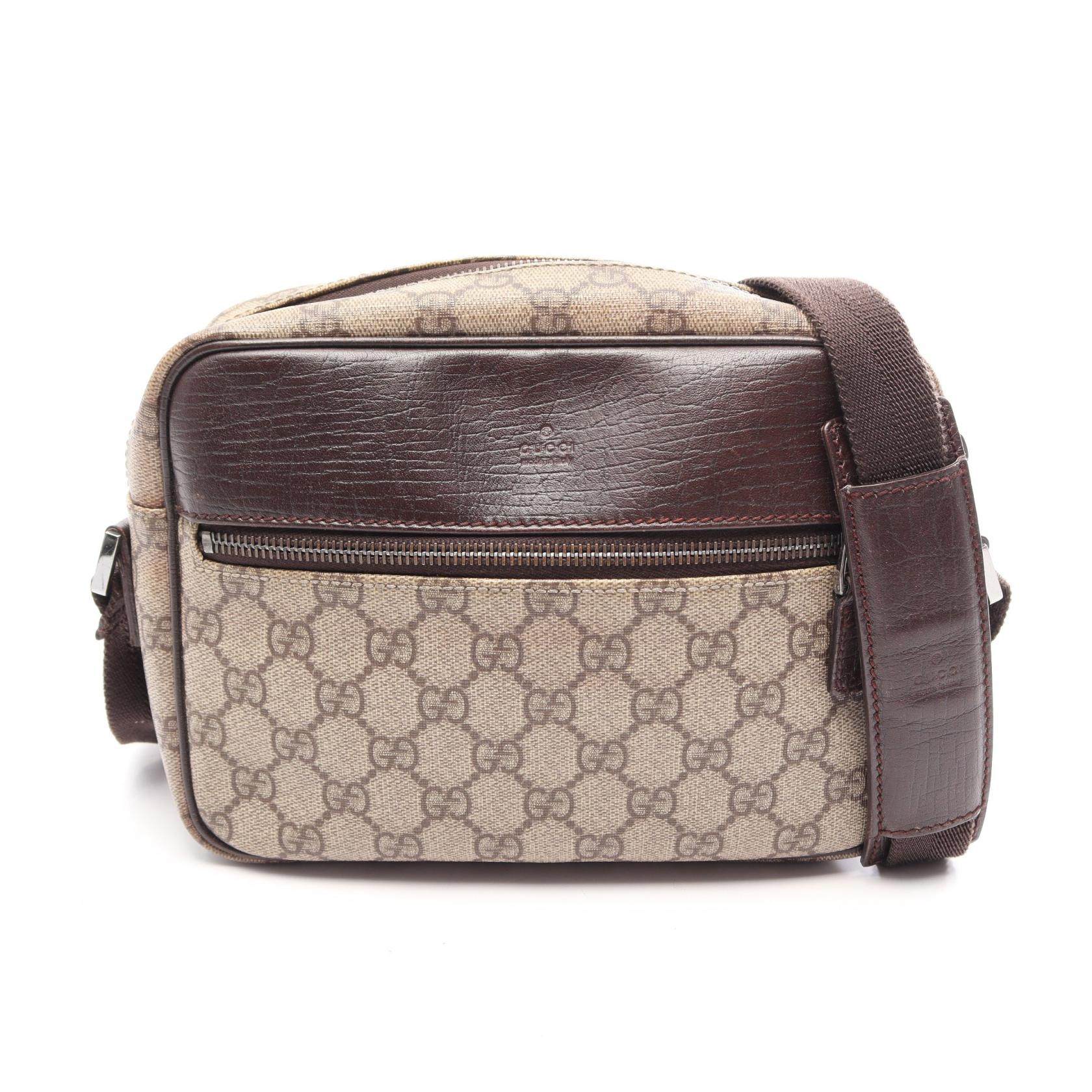 Gucci GG Plus PVC Coated Canvas Leather Shoulder Bag