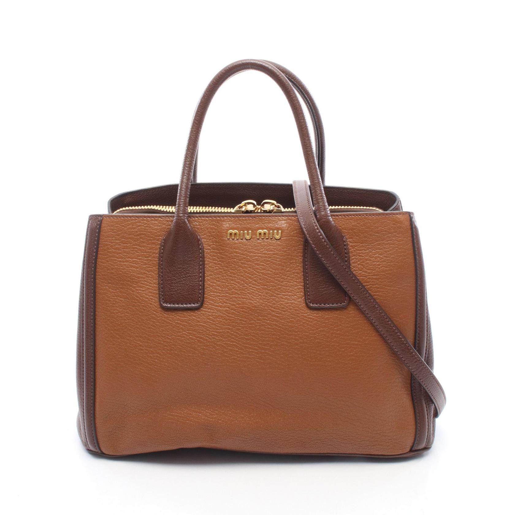 Miu Miu MADRAS BICOLORE leather 2way tote bag