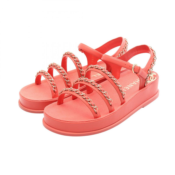 CHANEL Coco Mark Leather Sandals