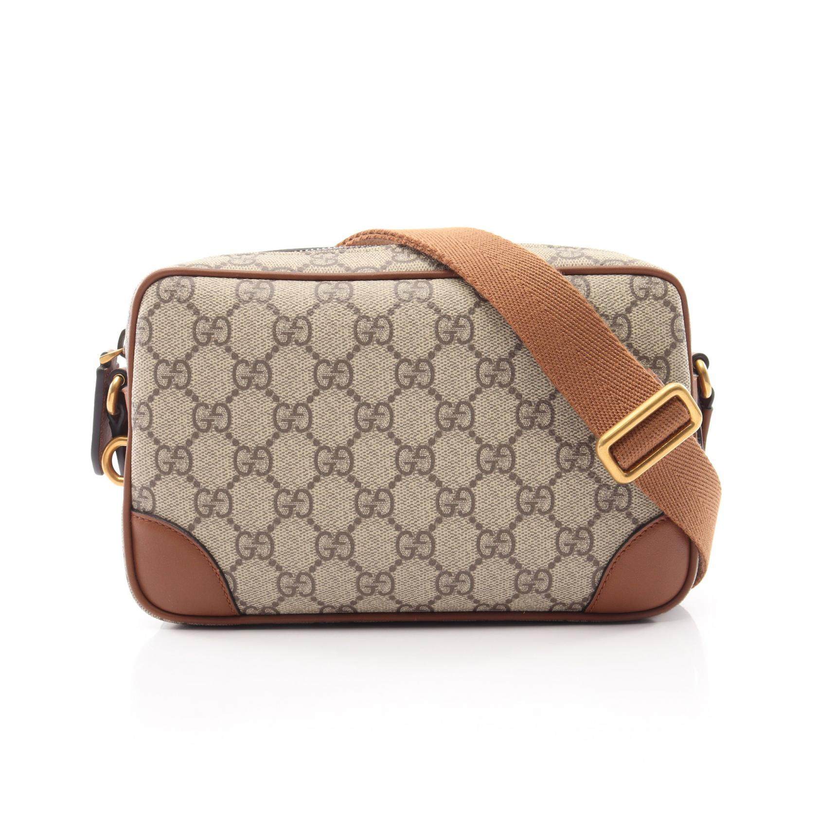 Gucci GG Emblem Coated Canvas Leather Shoulder Bag