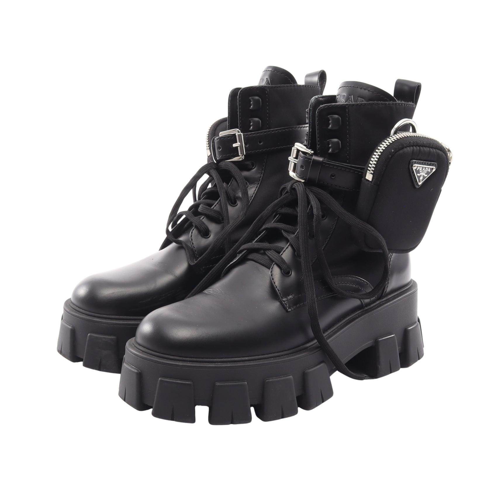 Prada Monolith Leather Fabric Boots