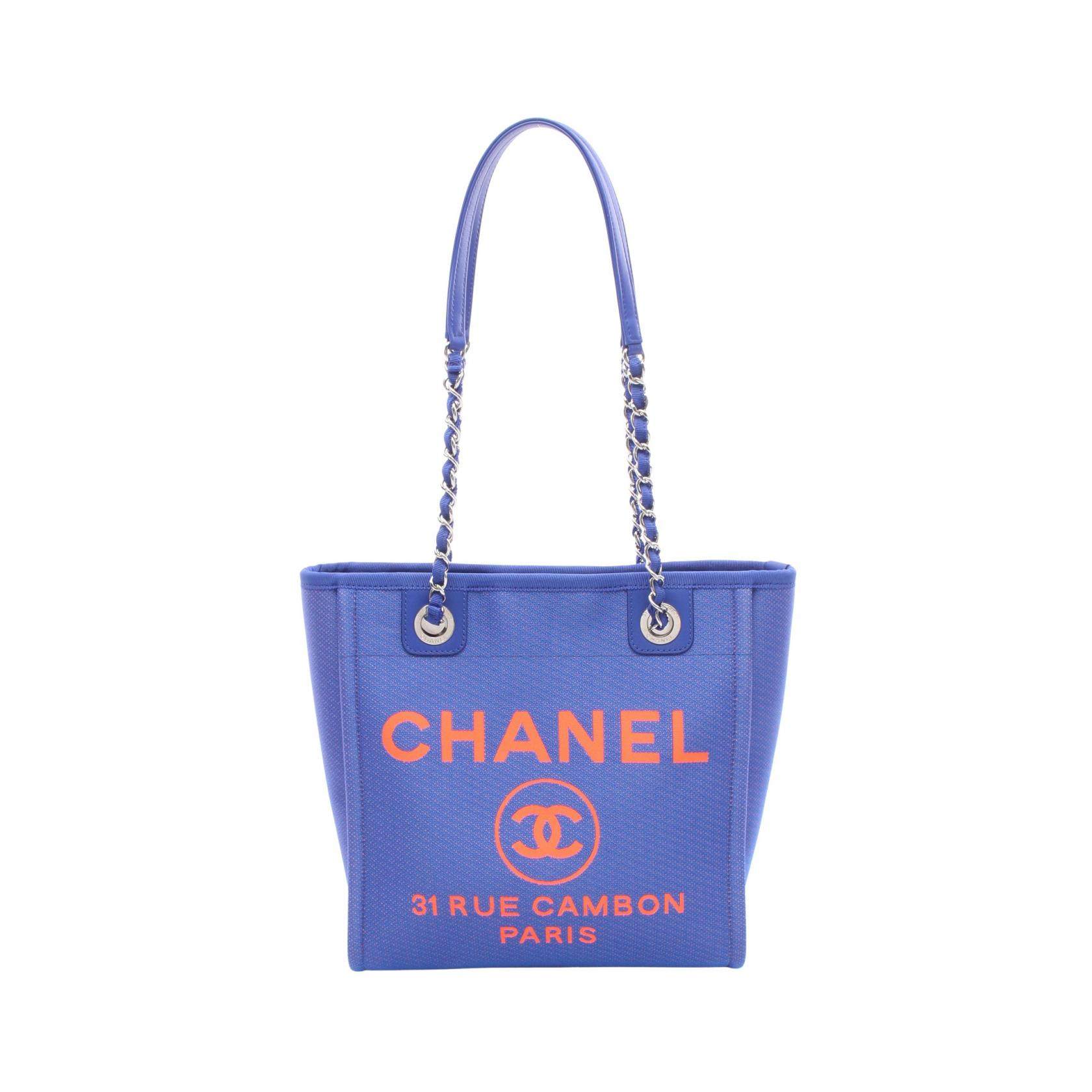 CHANEL Deauville Canvas Leather Tote Bag