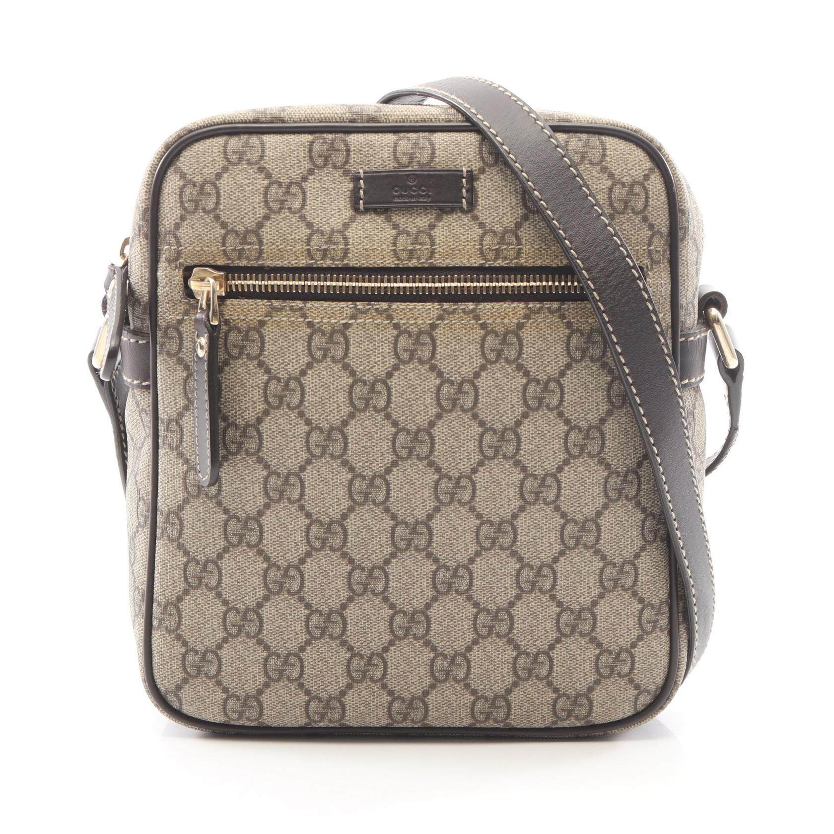 Gucci GG Supreme PVC Coated Canvas Leather Shoulder Bag
