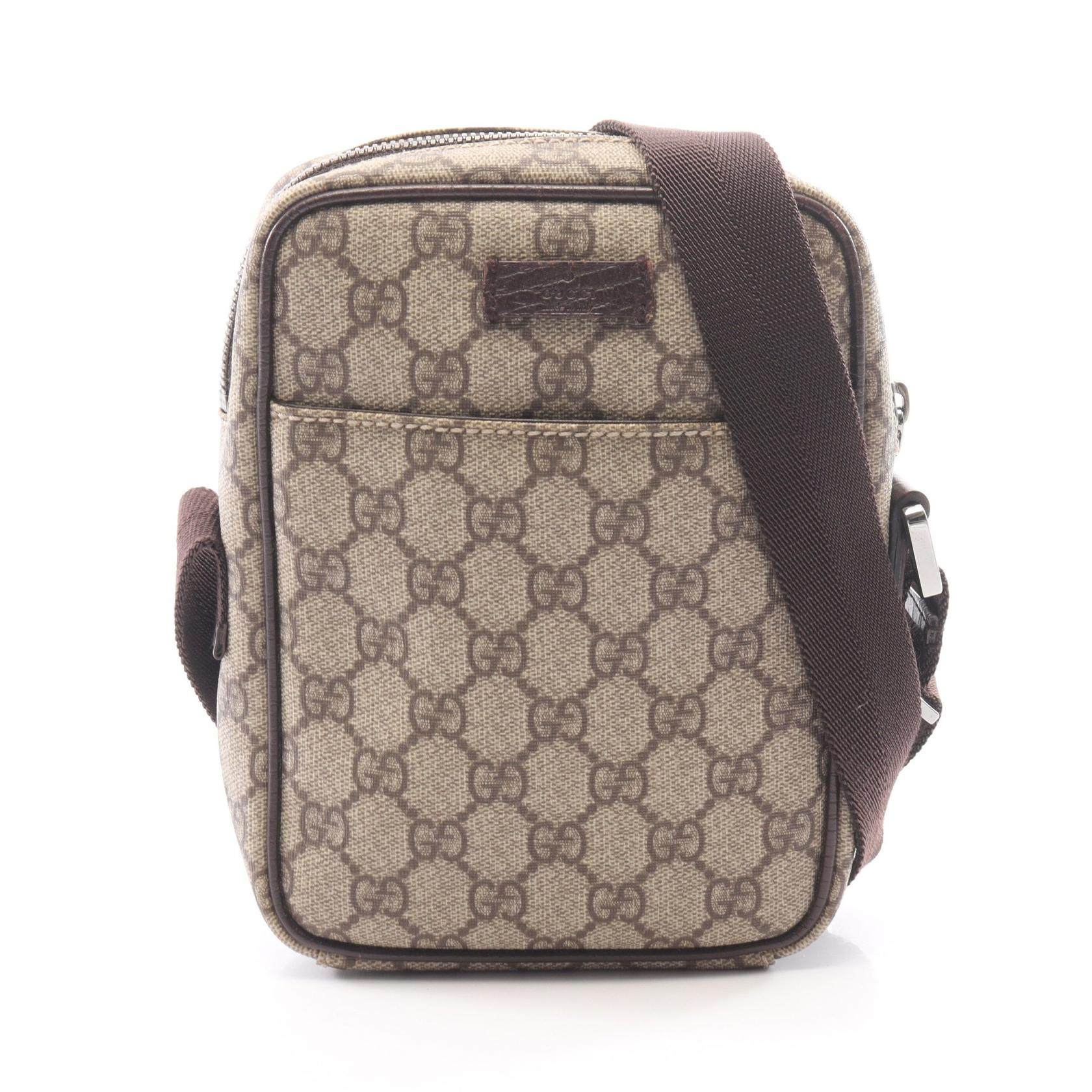 Gucci GG Plus PVC Coated Canvas Leather Shoulder Bag