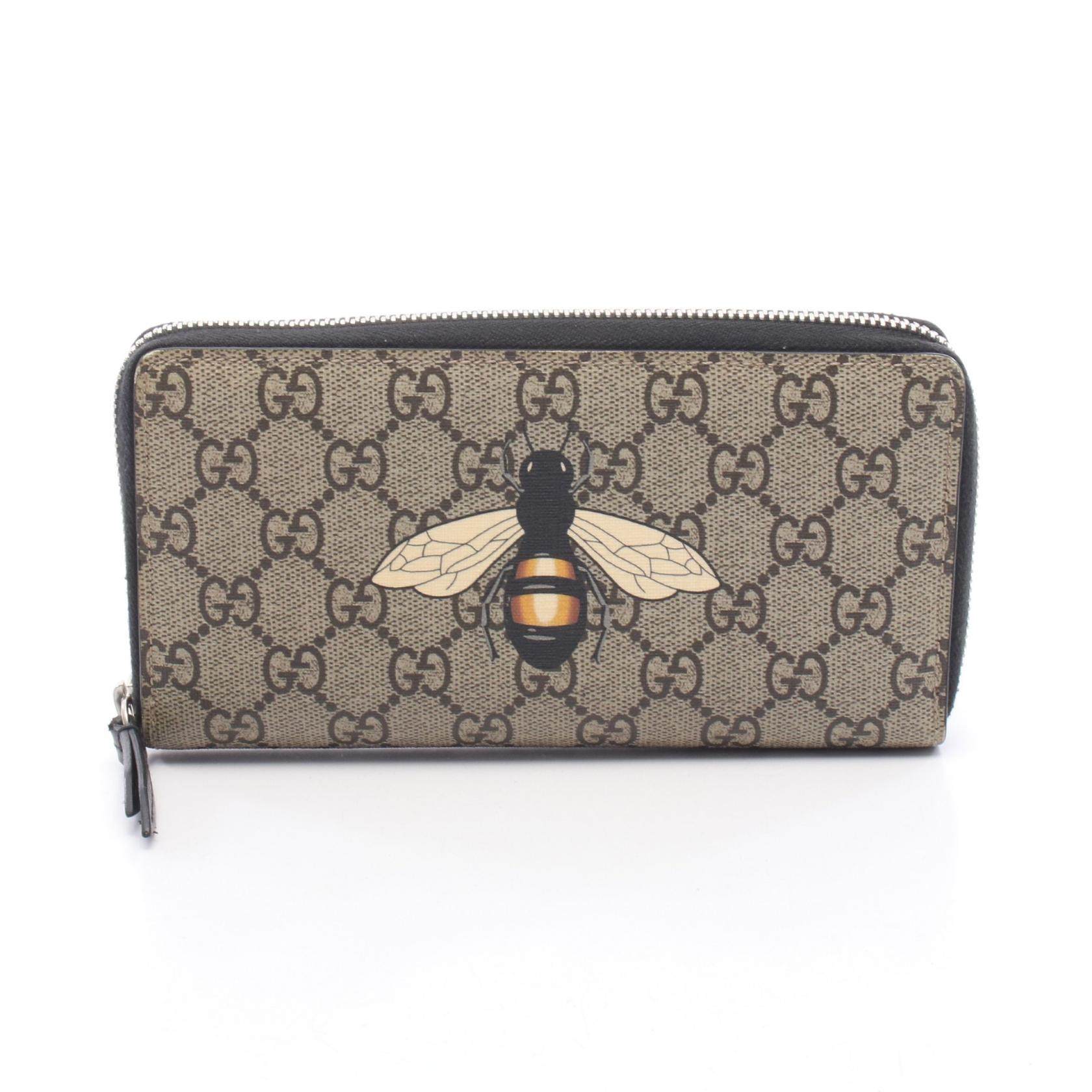 Gucci GG Supreme Bee Print Long Zip Wallet