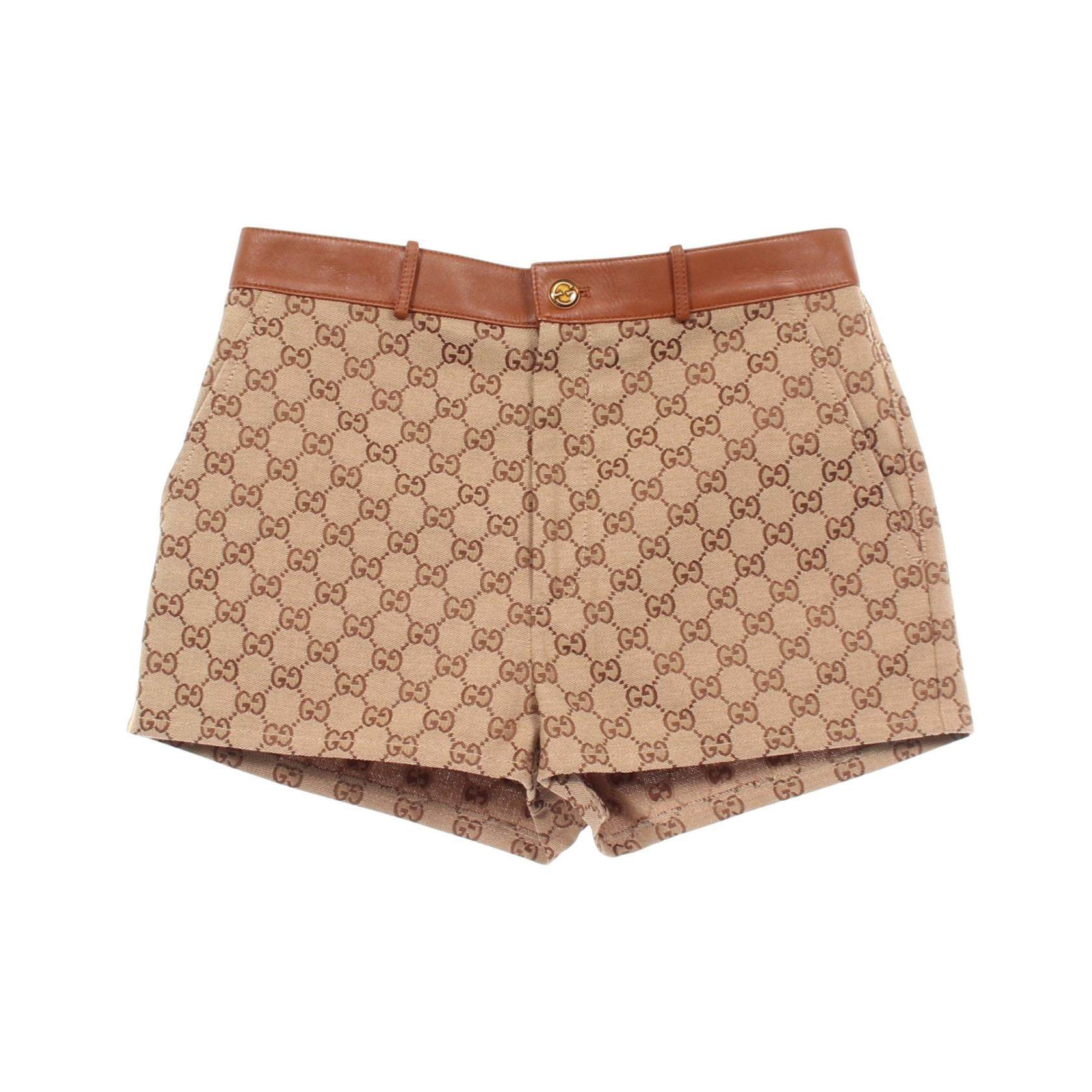 Gucci GG Canvas Cotton Lambskin Shorts