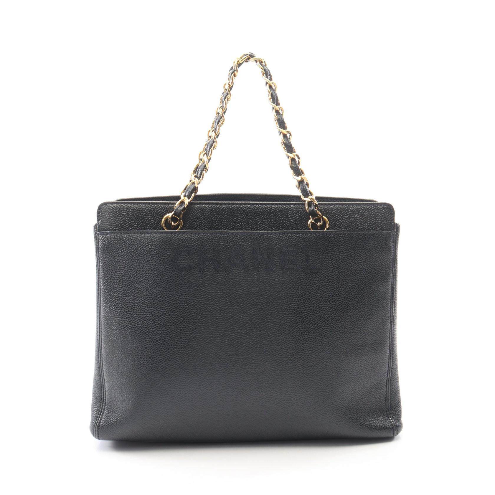 Chanel logo embroidery caviar skin handbag