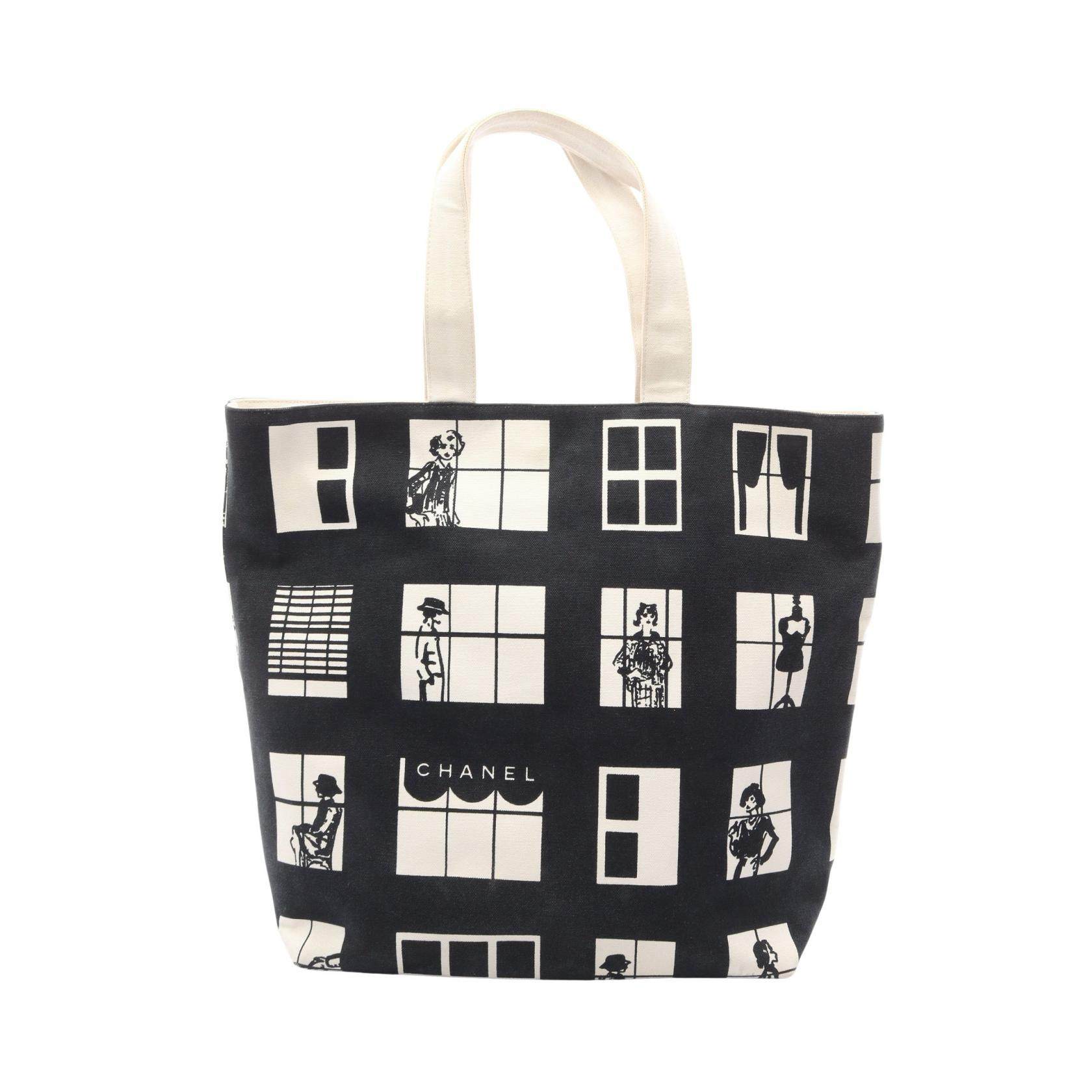 CHANEL Windowline Canvas Tote Bag