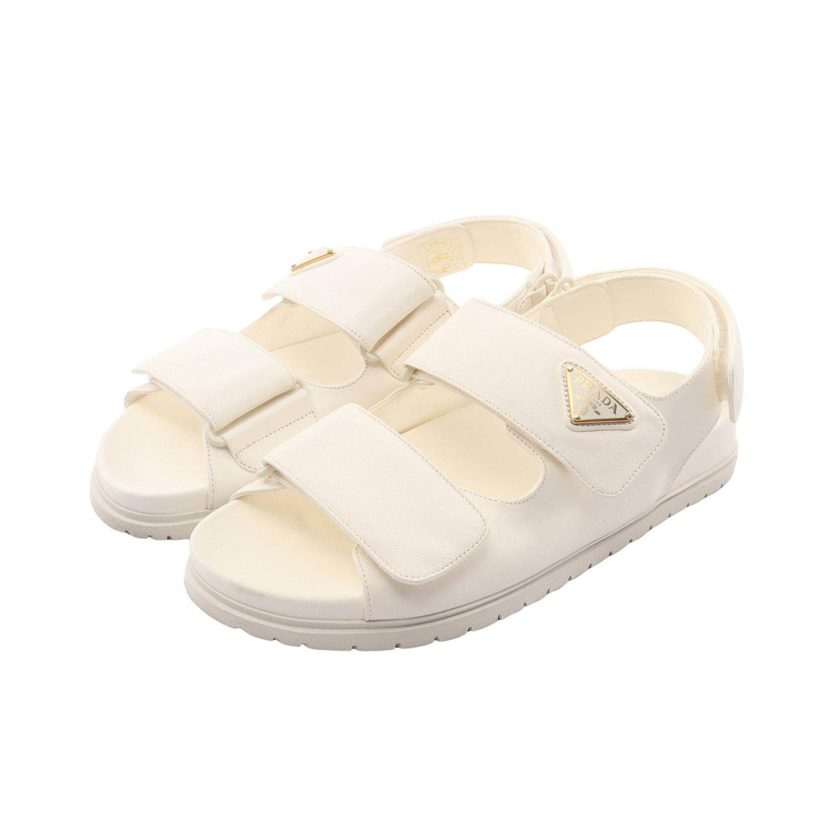 Prada Triangle Logo Leather Sandals