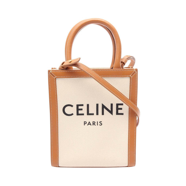CELINE Mini Vertical Cabas Canvas Leather 2way Bag