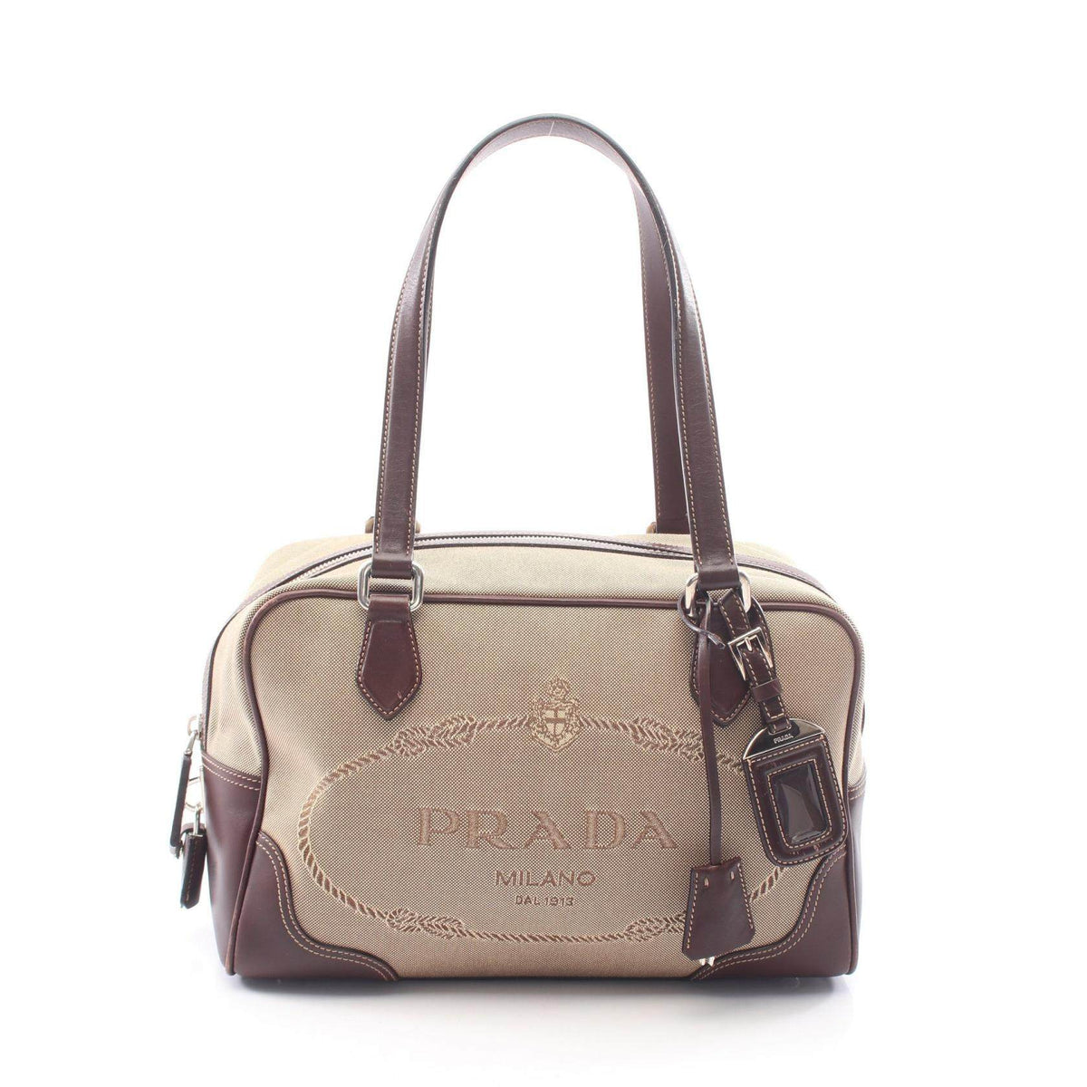 Prada LOGO JACQUARD Canvas Handbag