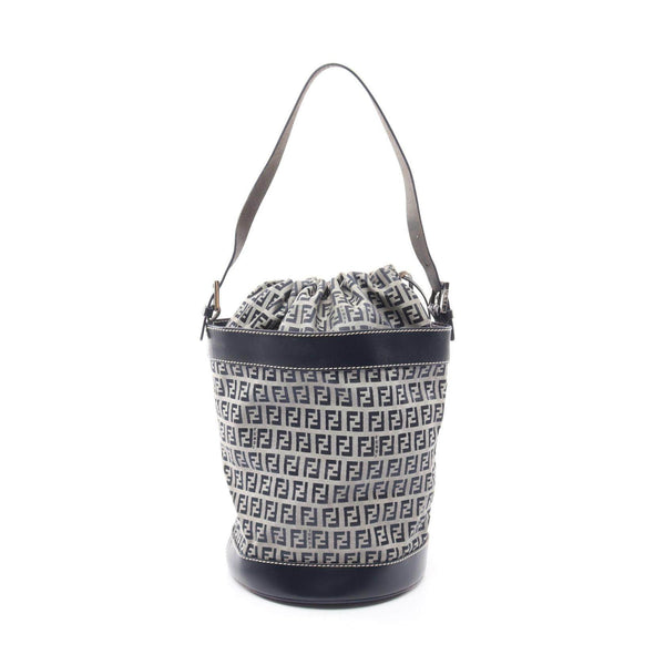 Fendi Zucchino Canvas Leather Shoulder Bag