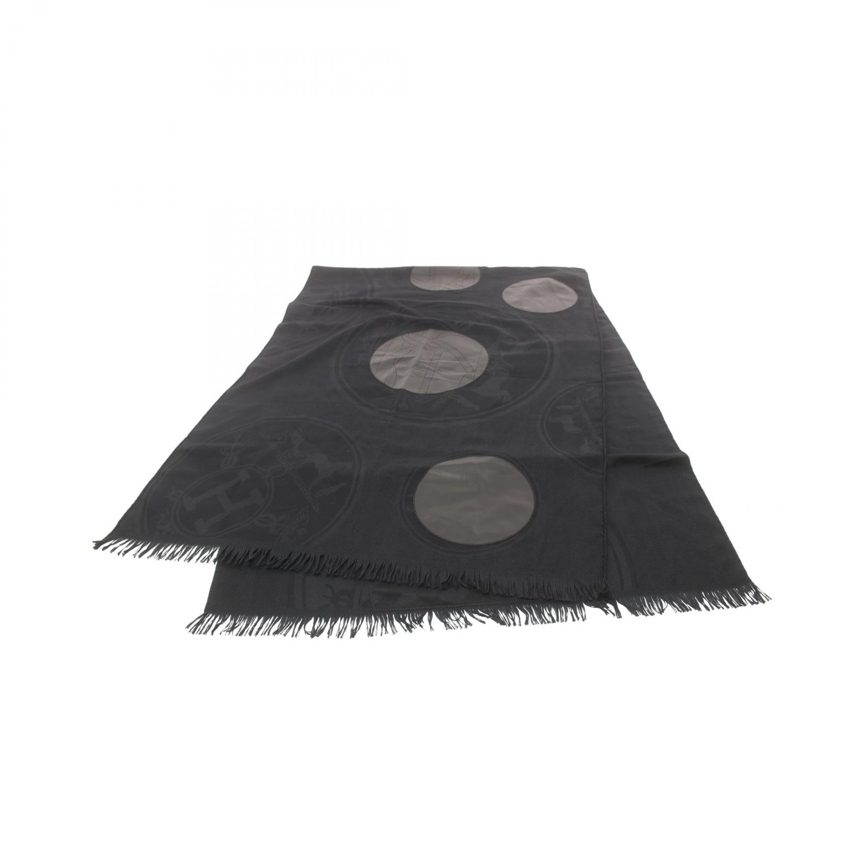 Hermes Silk Cashmere Lamb Leather Stole