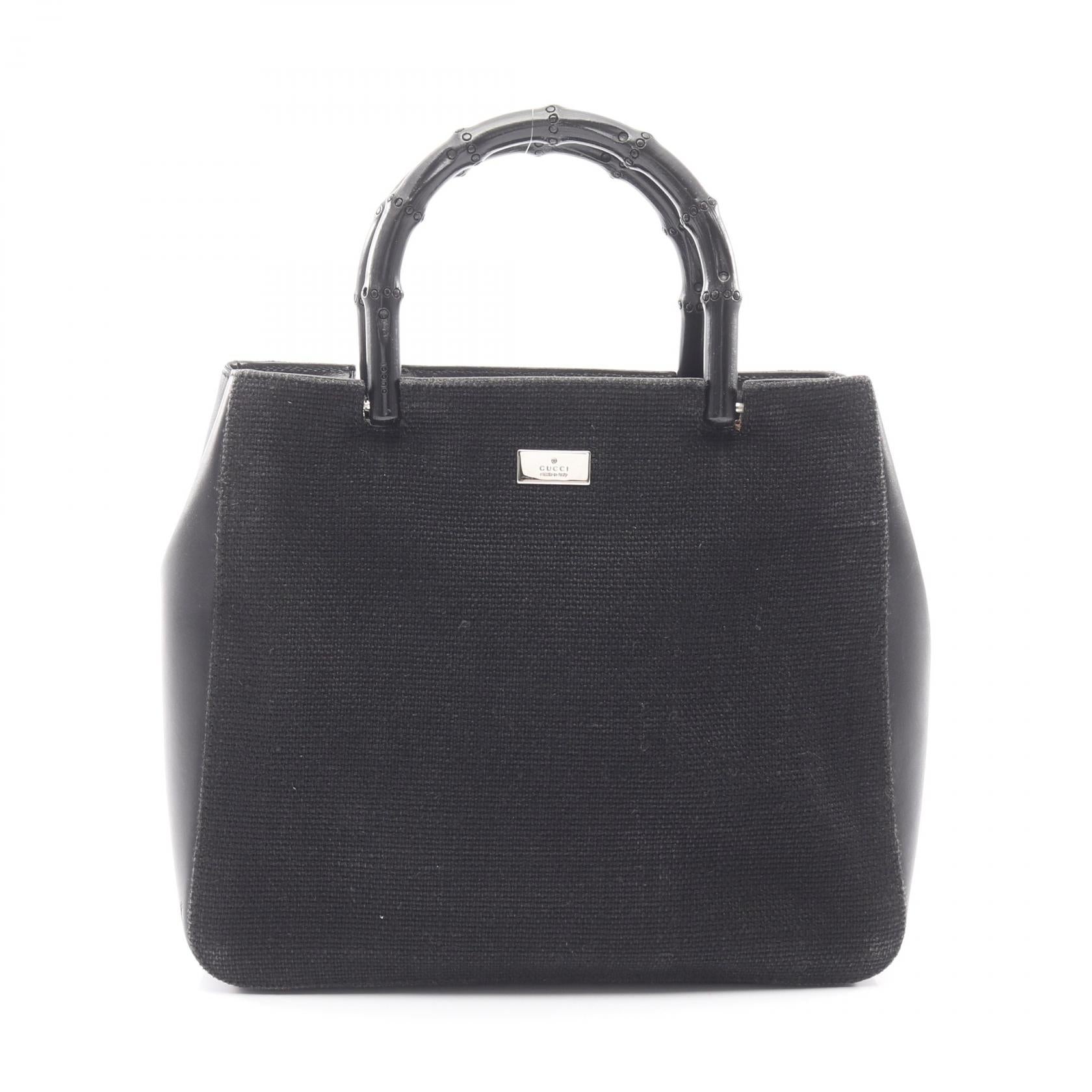 Gucci Bamboo Canvas Leather Handbag