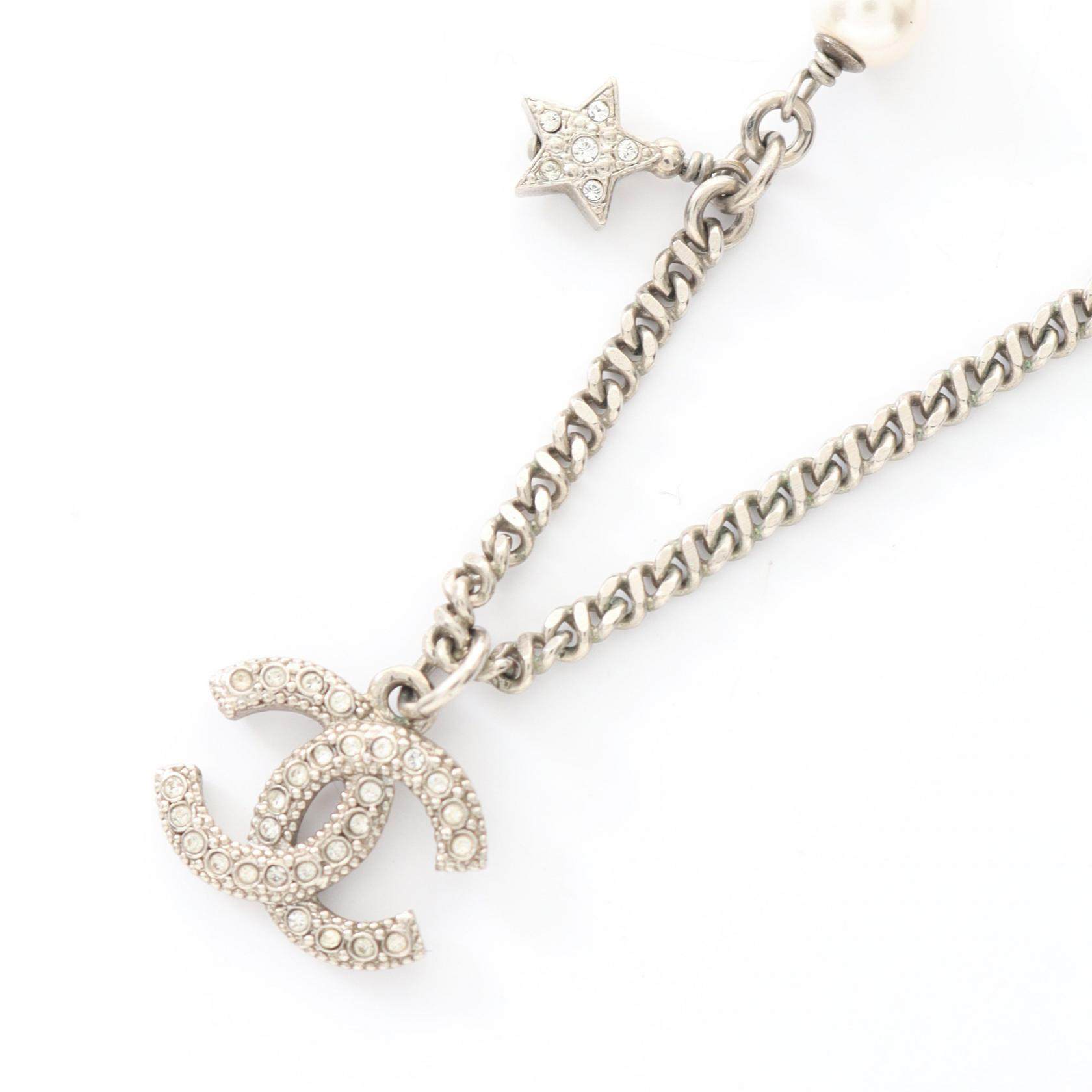 Chanel Imitation Pearl Crystal Necklace