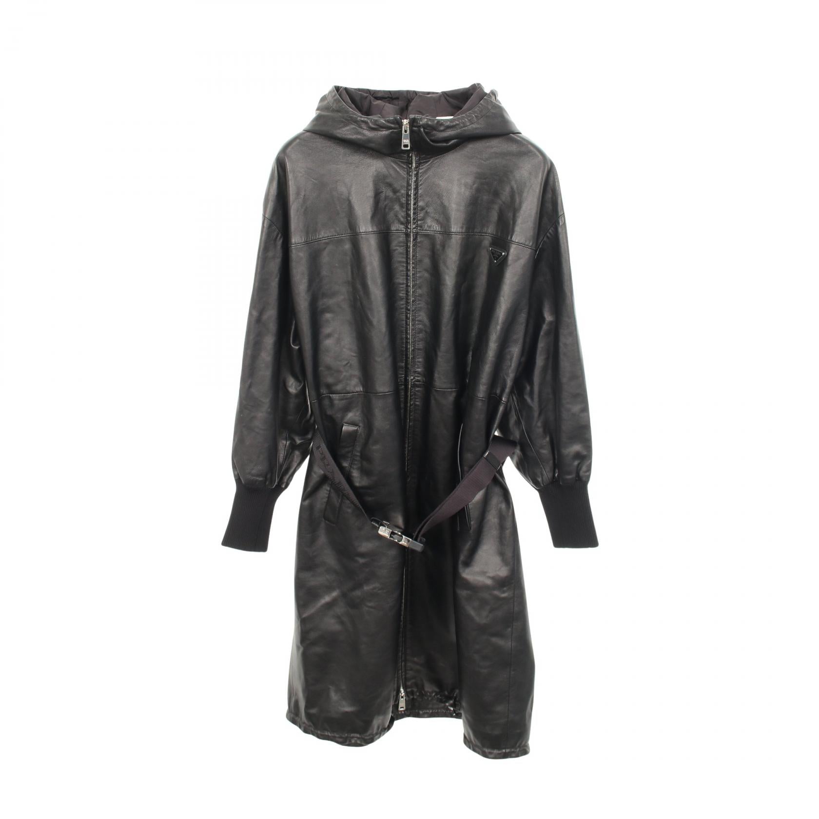 Prada Nappa Leather Hooded Coat