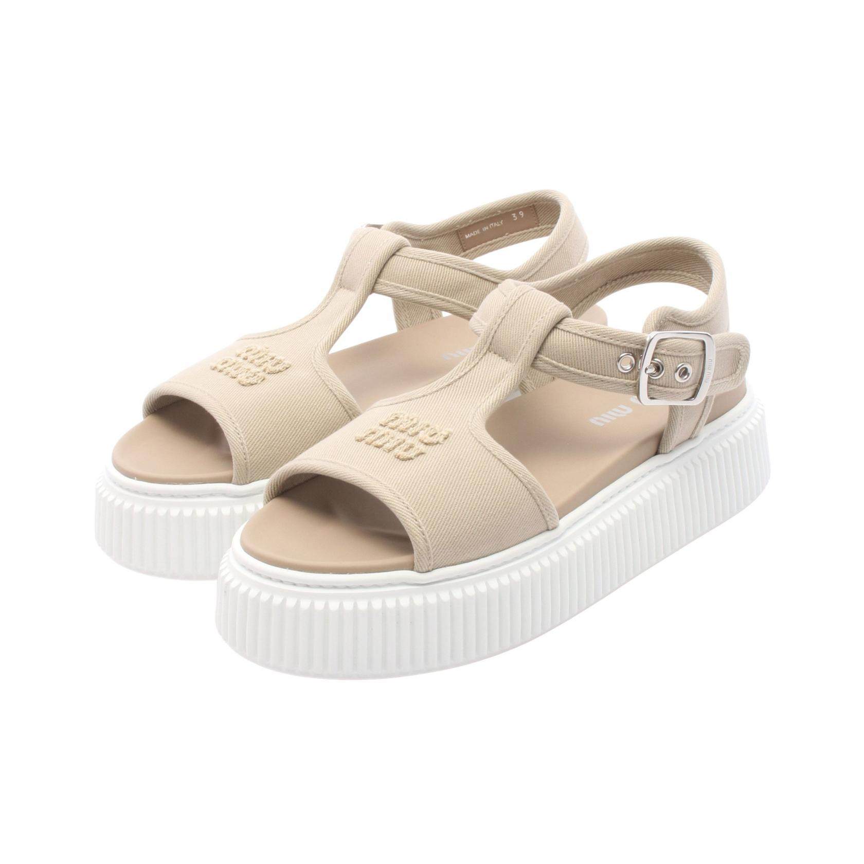 Miu Miu Denim Platform Sandals