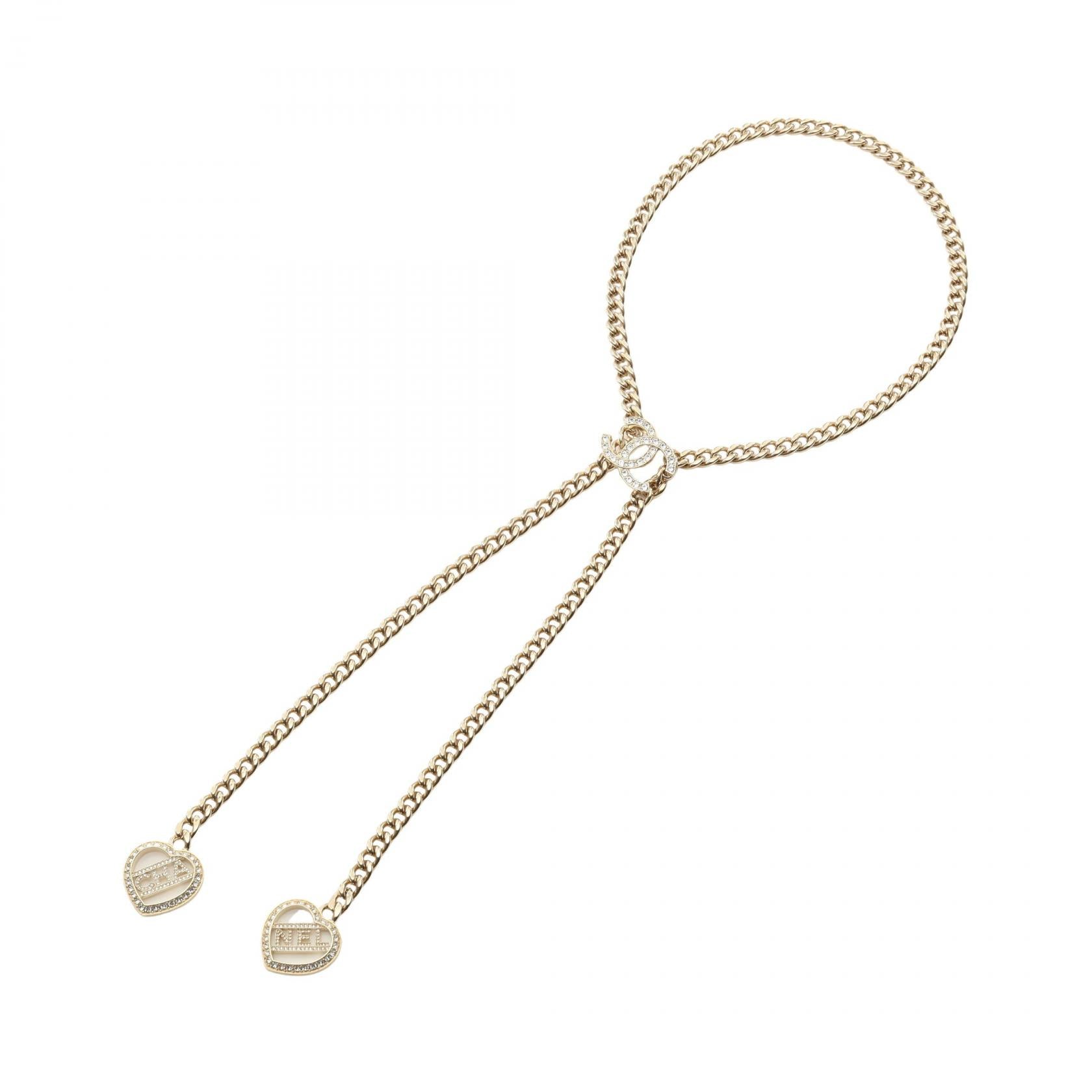 Chanel Coco Mark Double Heart Necklace
