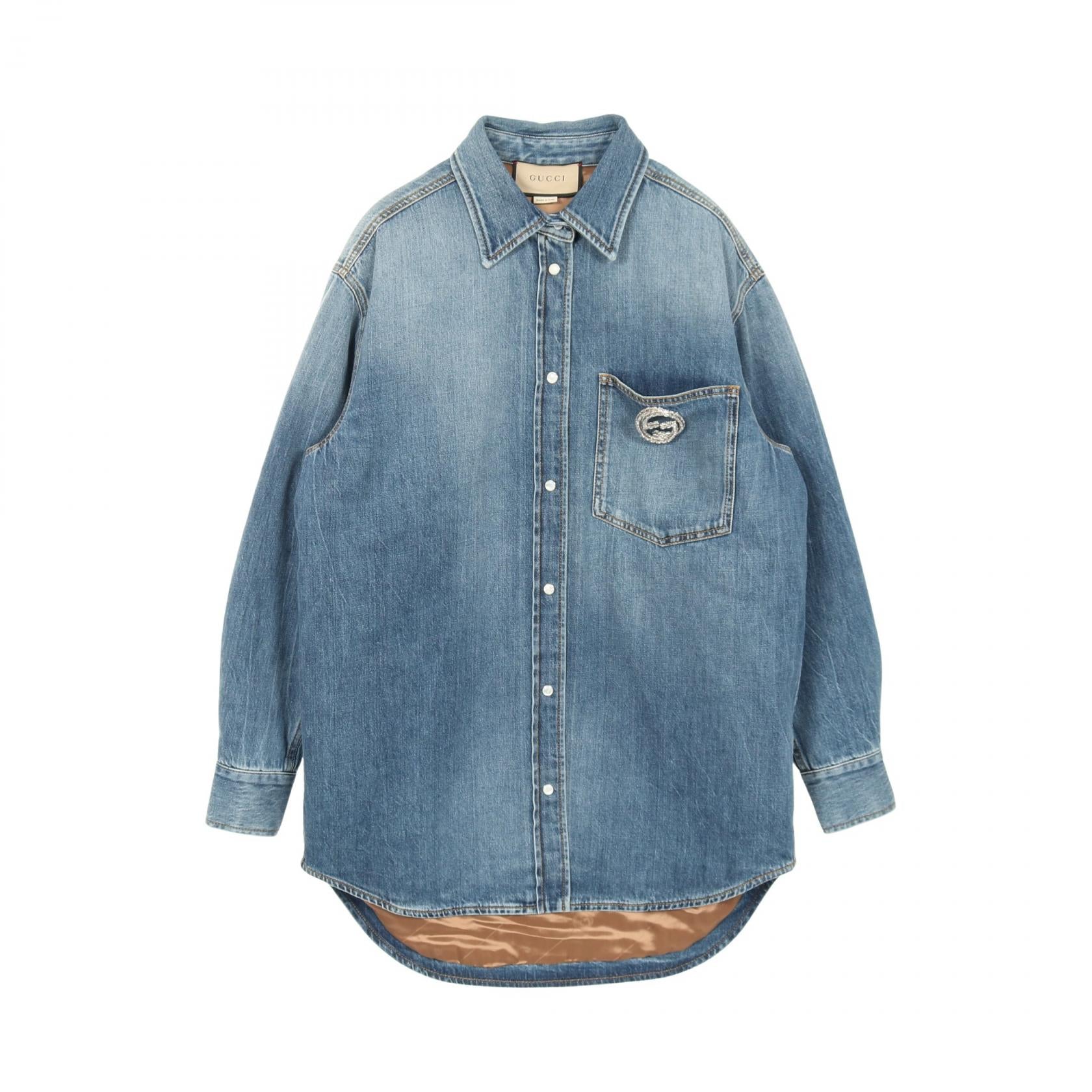 Gucci Washed Organic Denim Shirt Cotton Jacket