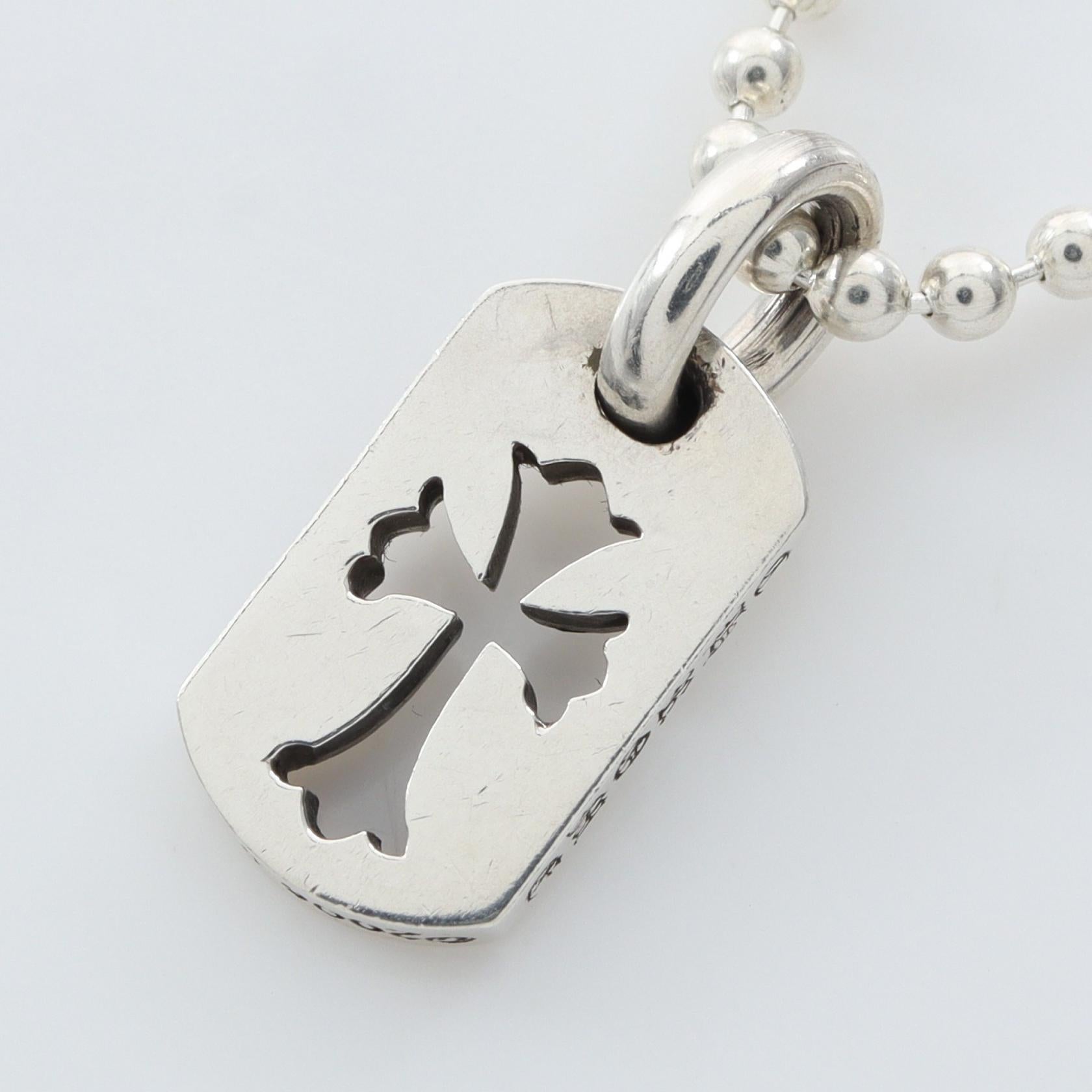 Chrome Hearts Tiny Cutout Cross Dog Tag Silver Necklace