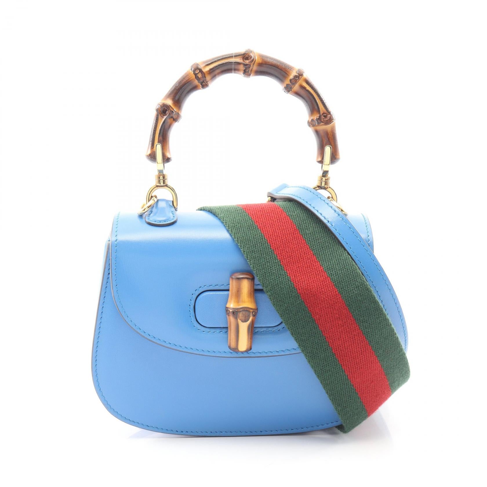 GUCCI Bamboo Leather 2way Handbag
