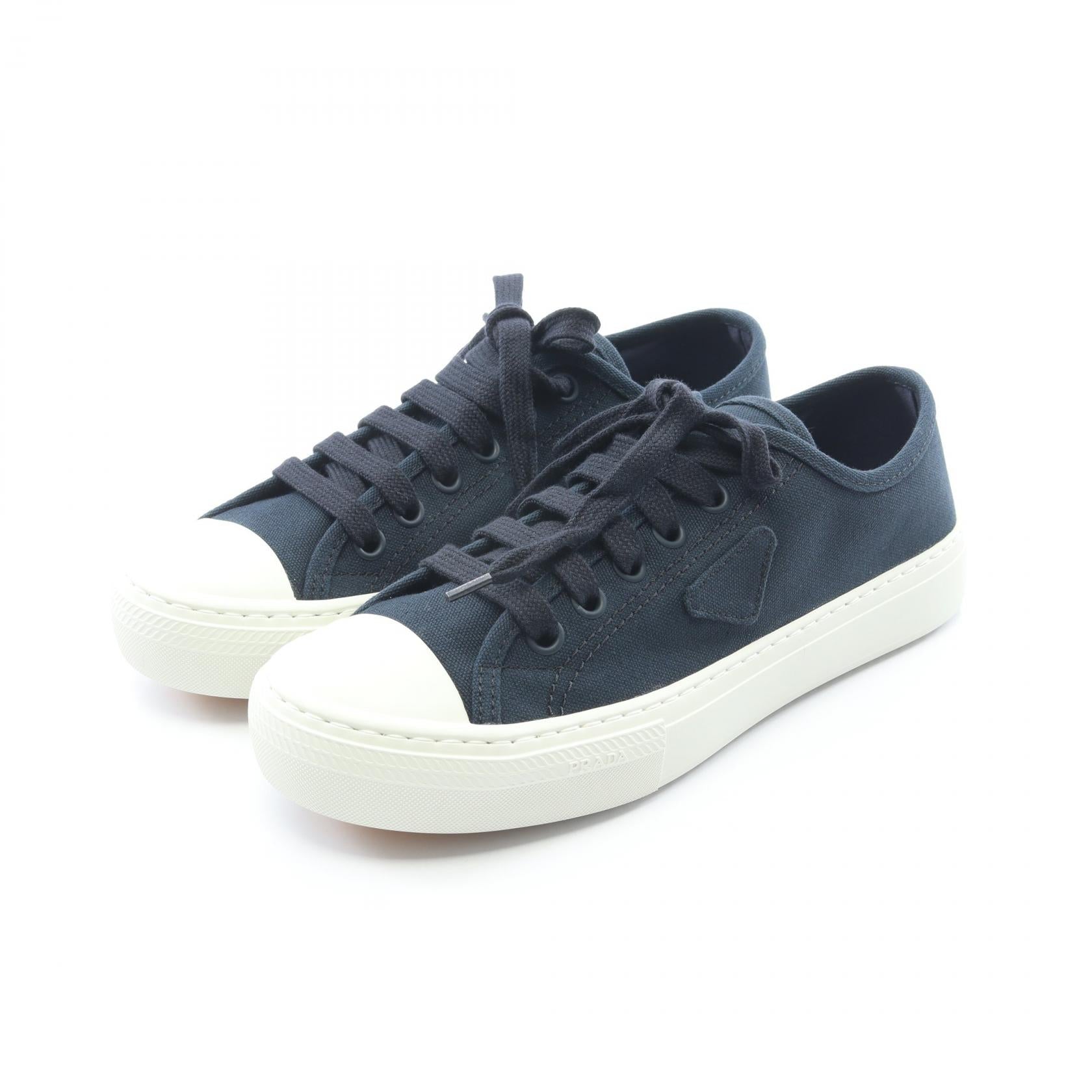 PRADA Triangle Patch Canvas Sneakers