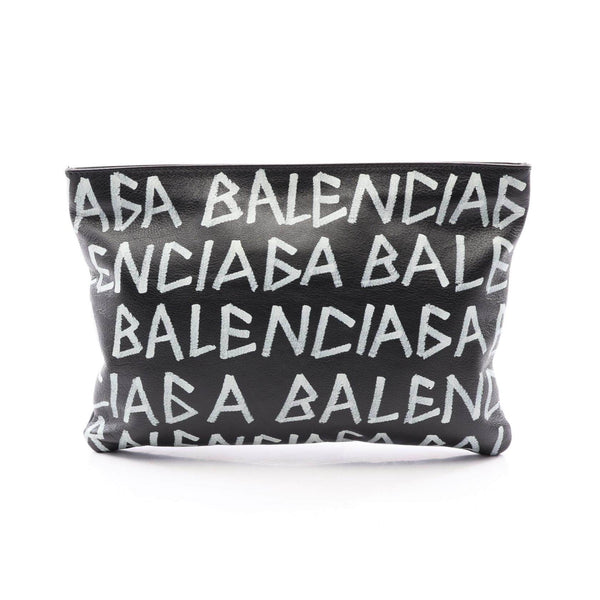 Balenciaga Graffiti Leather Clutch Bag
