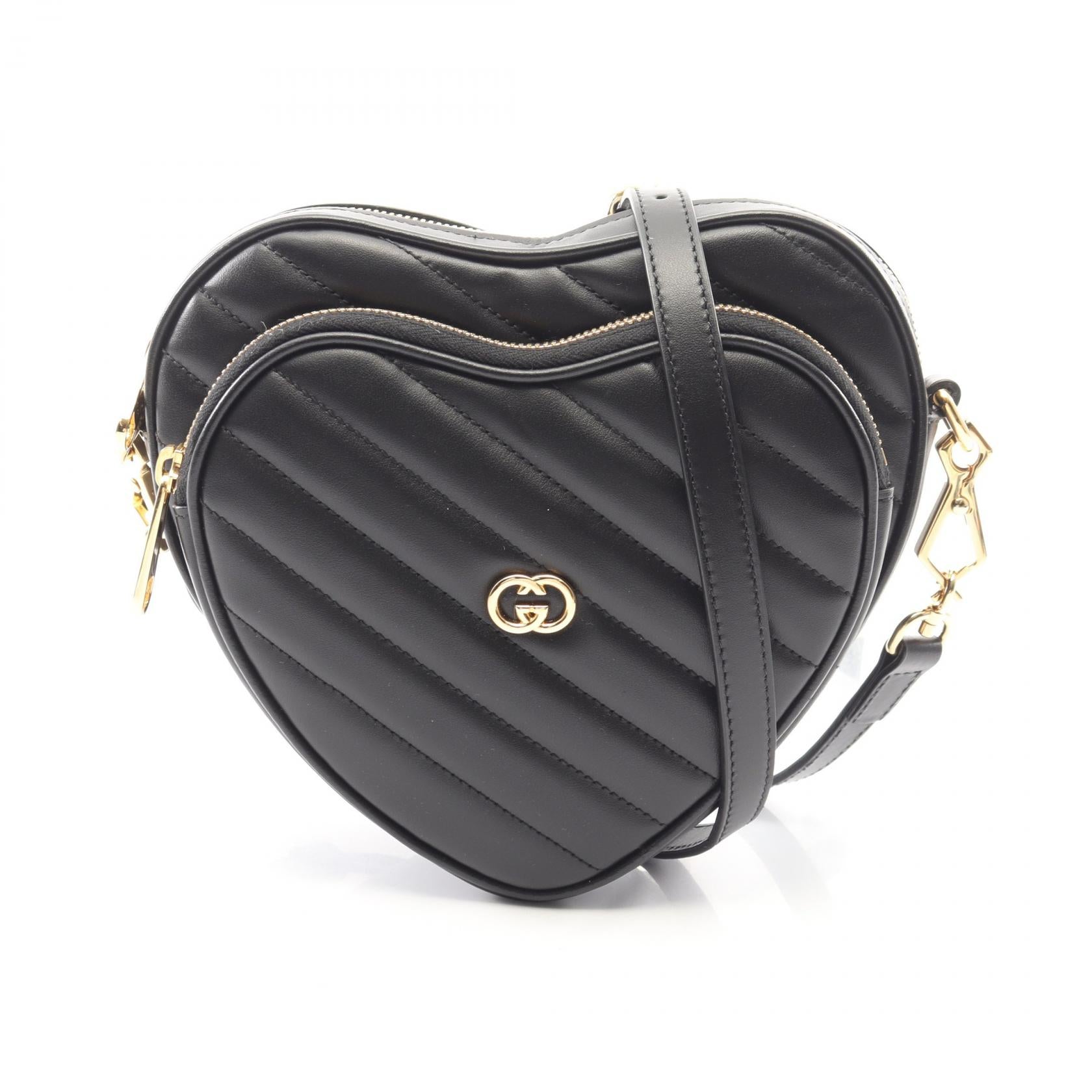 Gucci Interlocking G Heart Leather Shoulder Bag